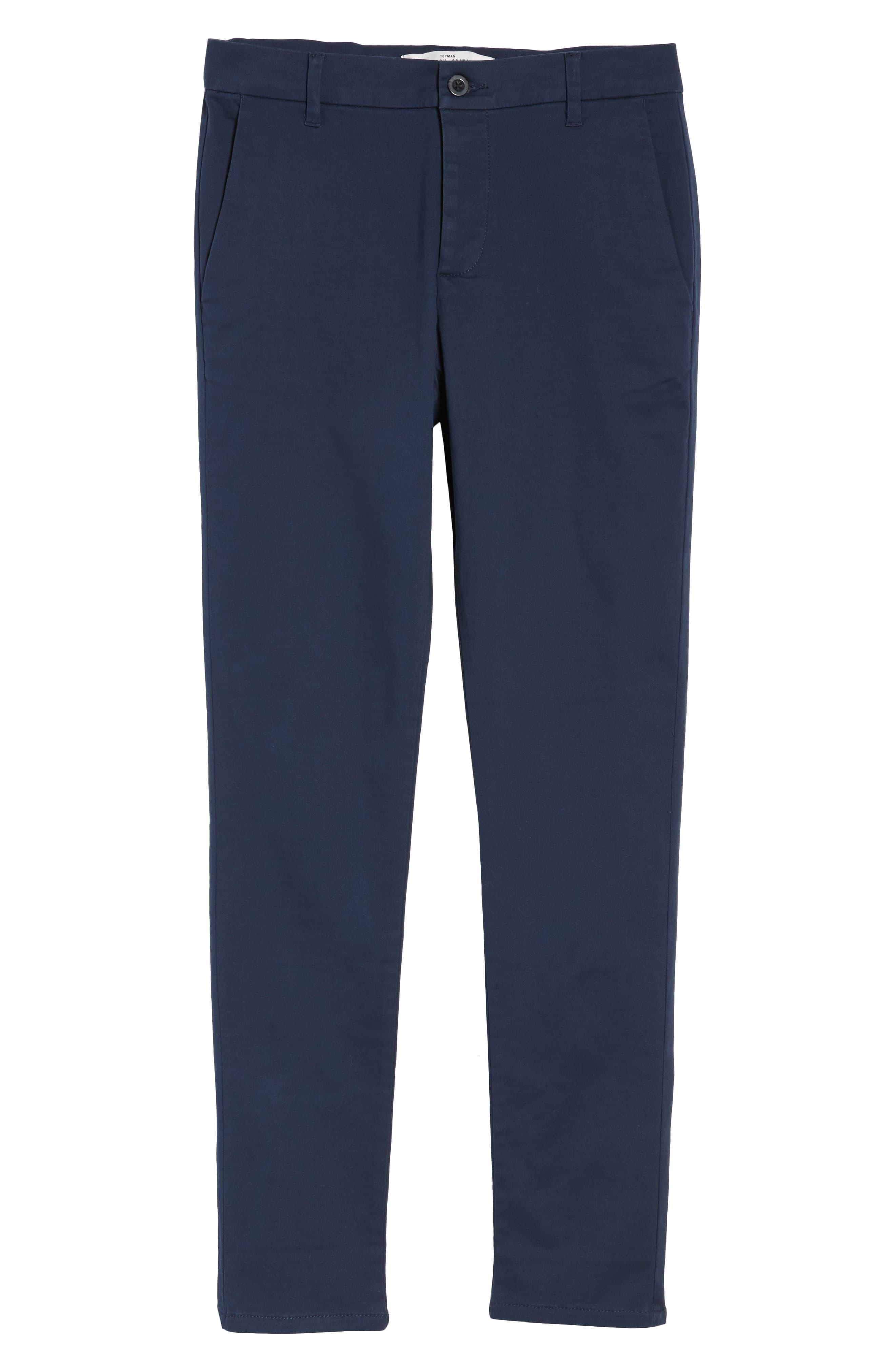 TOPMAN Cotton Stretch Skinny Fit Chinos in Dark Blue (Blue) for Men - Lyst
