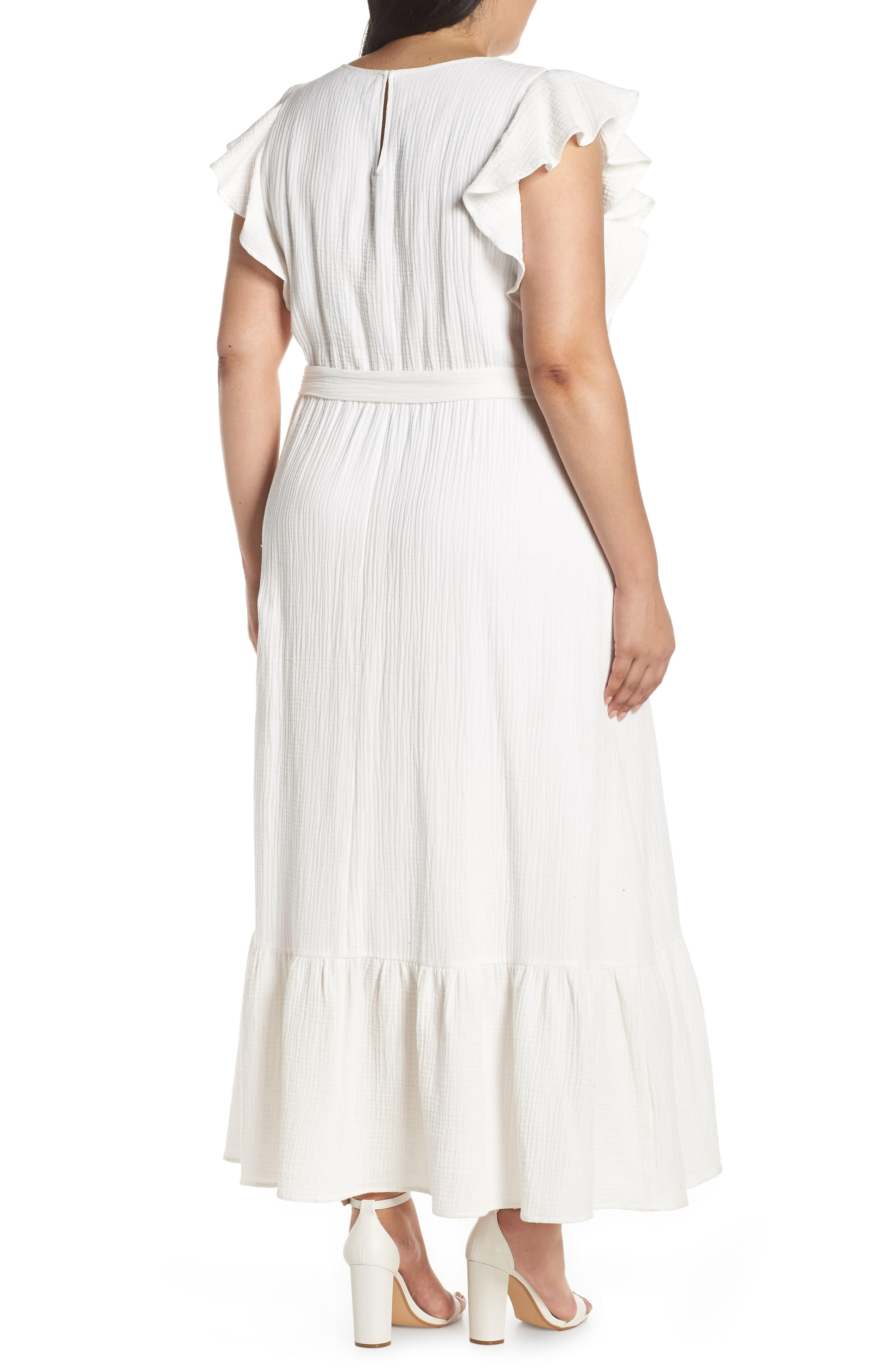 Chelsea28 Ruffle Sleeve Cotton Maxi Dress in White - Lyst