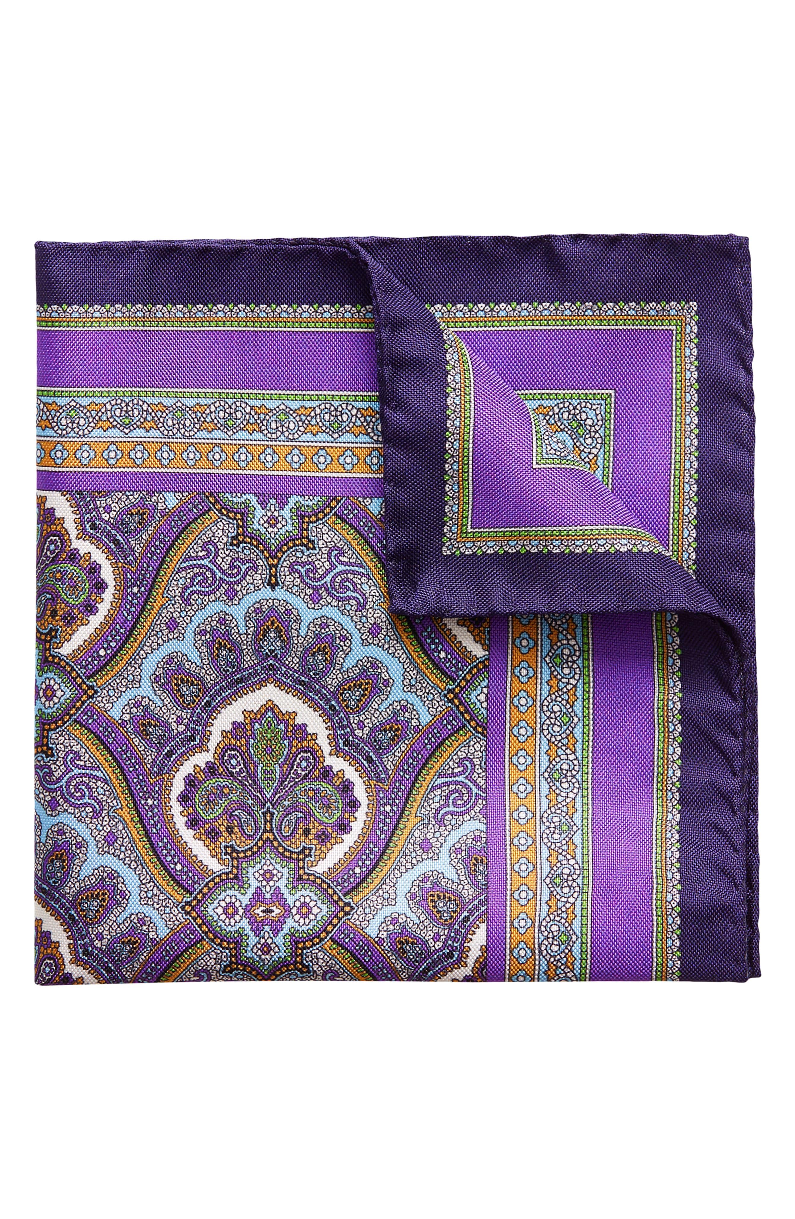 Eton of Sweden Paisley Silk Pocket Square in Purple for Men Lyst