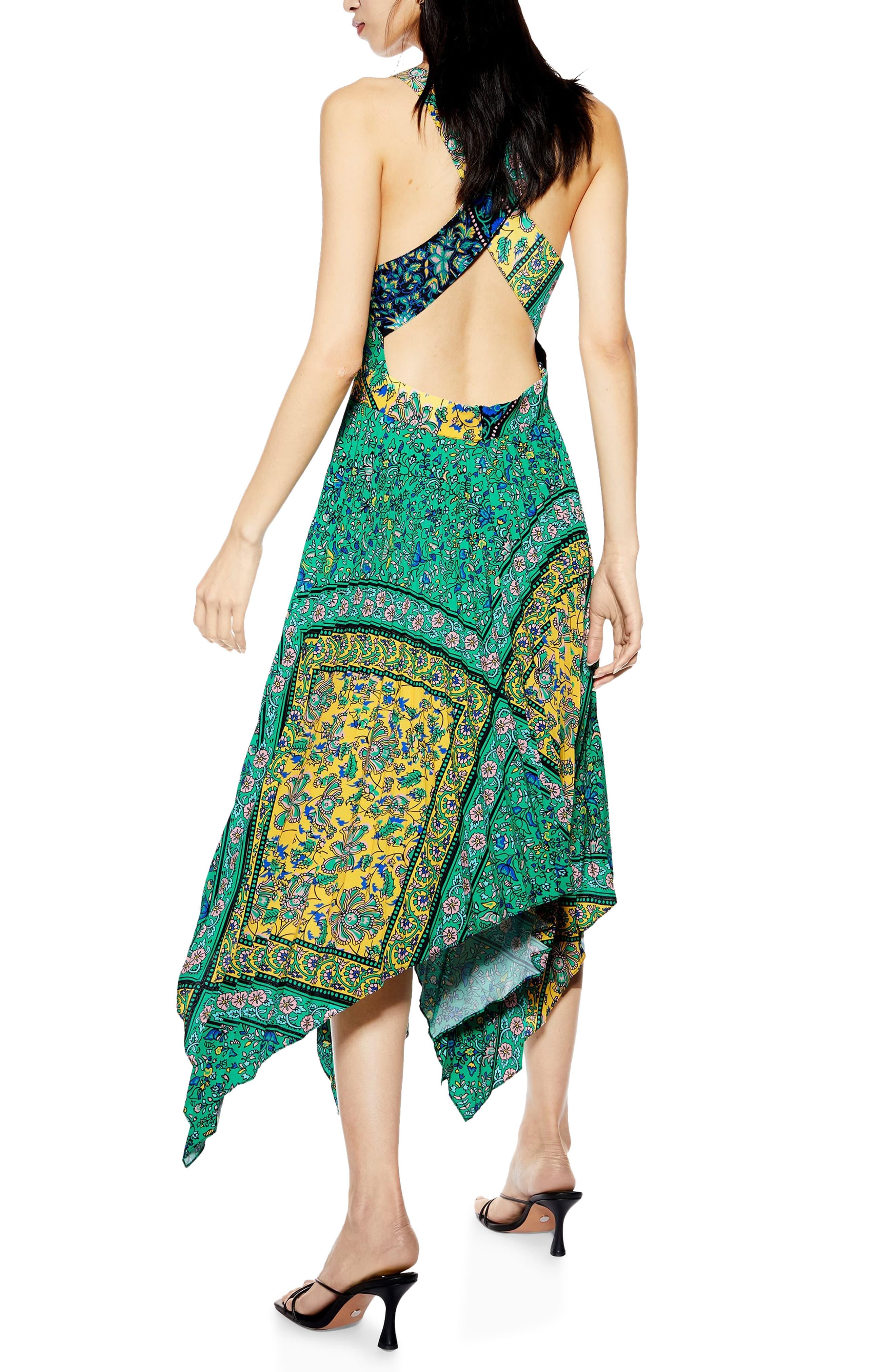topshop green pleated dress