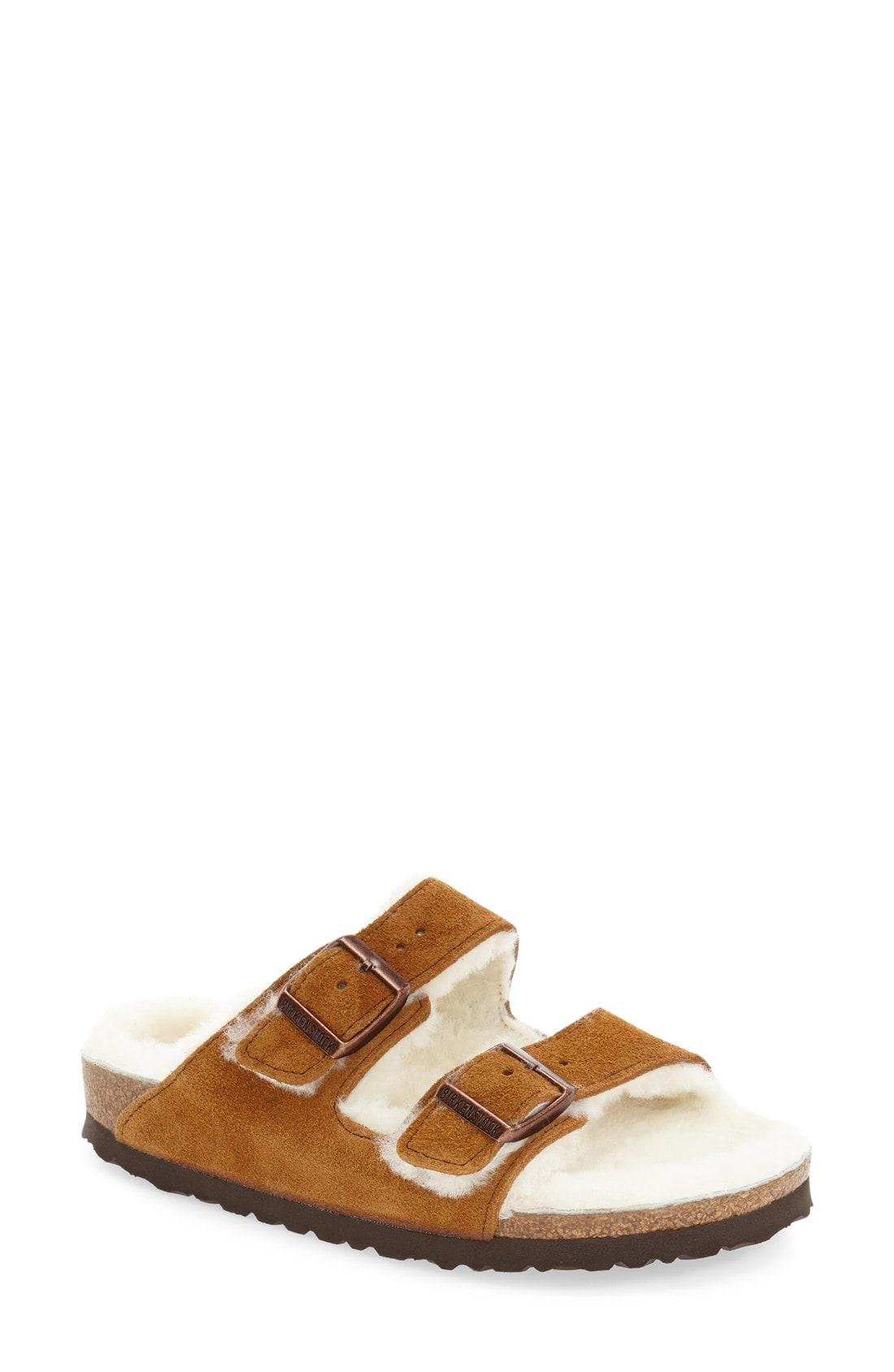 birkenstock shearling lined sandals