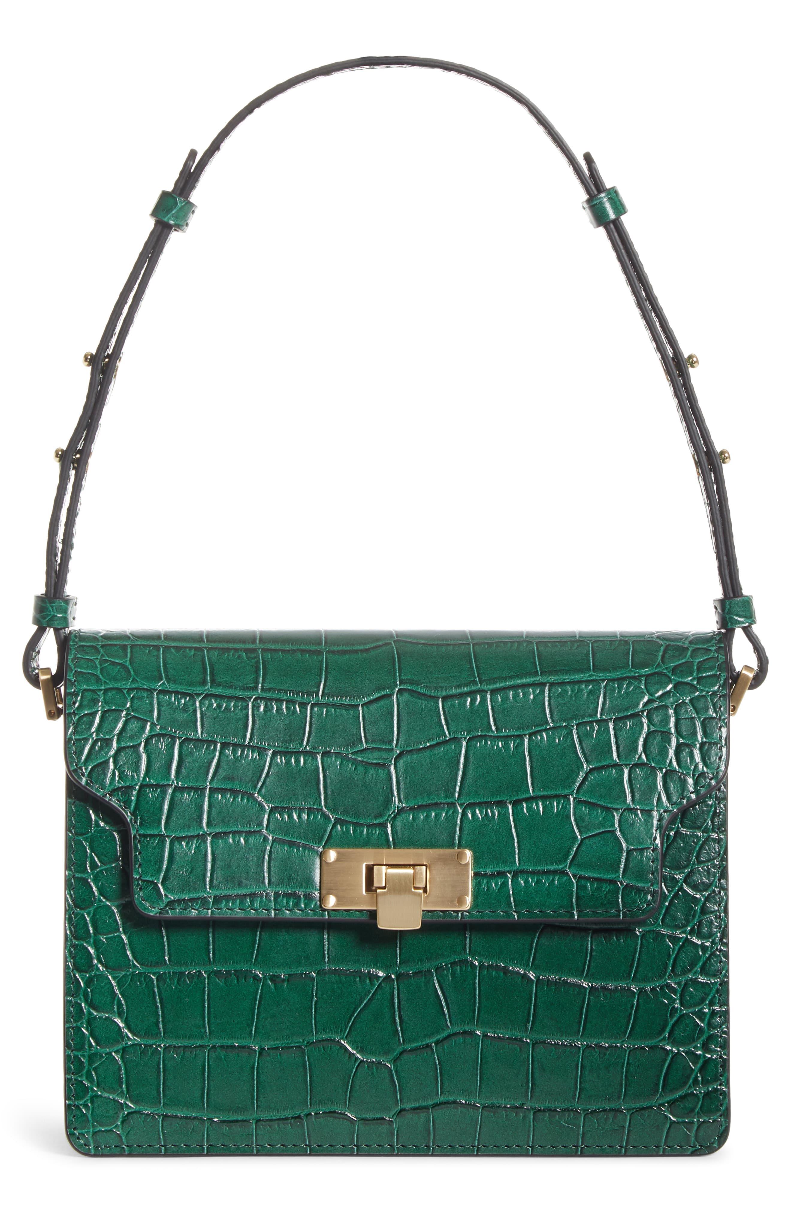 Marge Sherwood Vintage Brick Croc Embossed Leather Bag in Dark Green ...