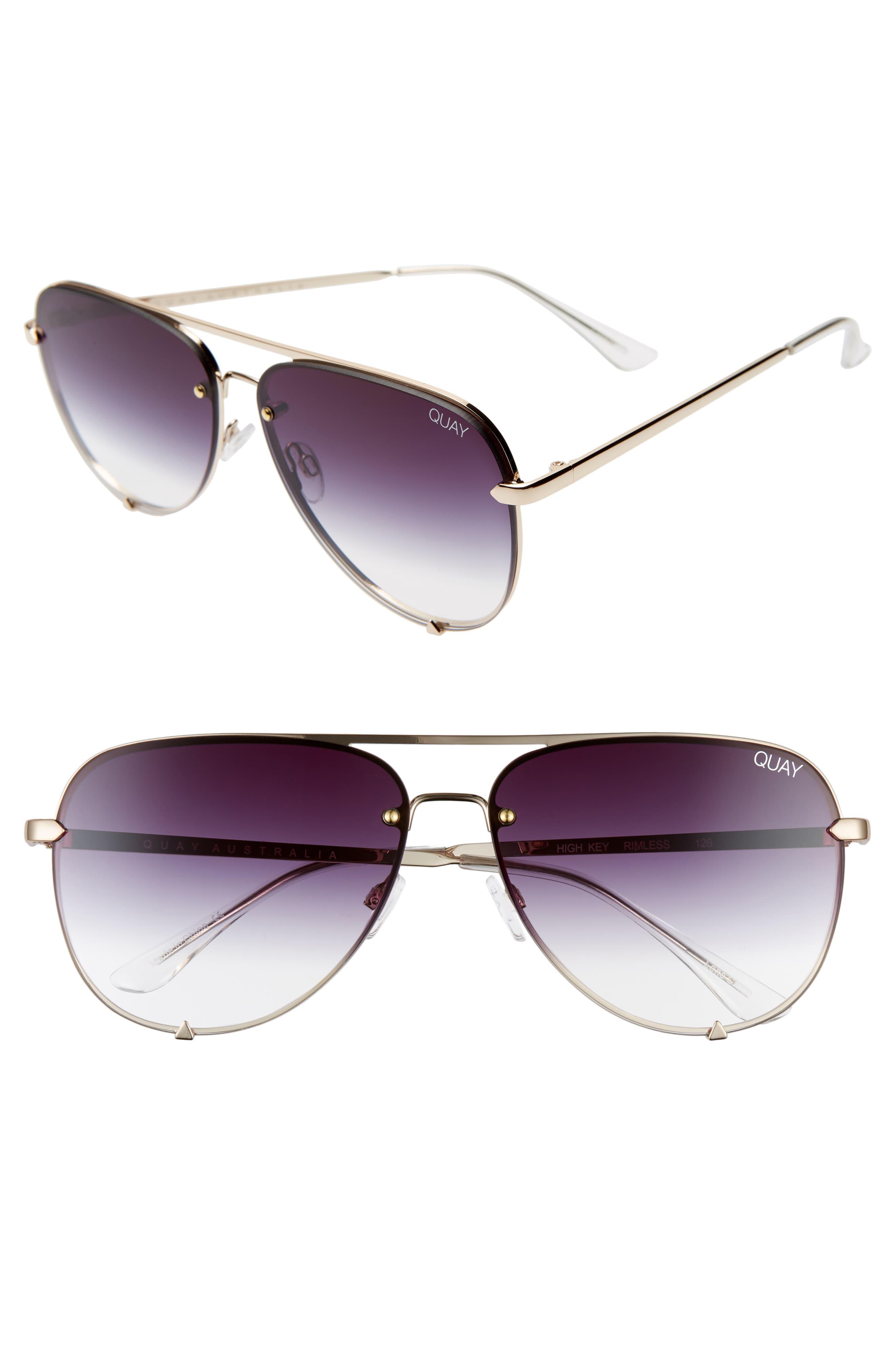 Quay X Desi Perkins High Key Mini 53mm Rimless Aviator Sunglasses In