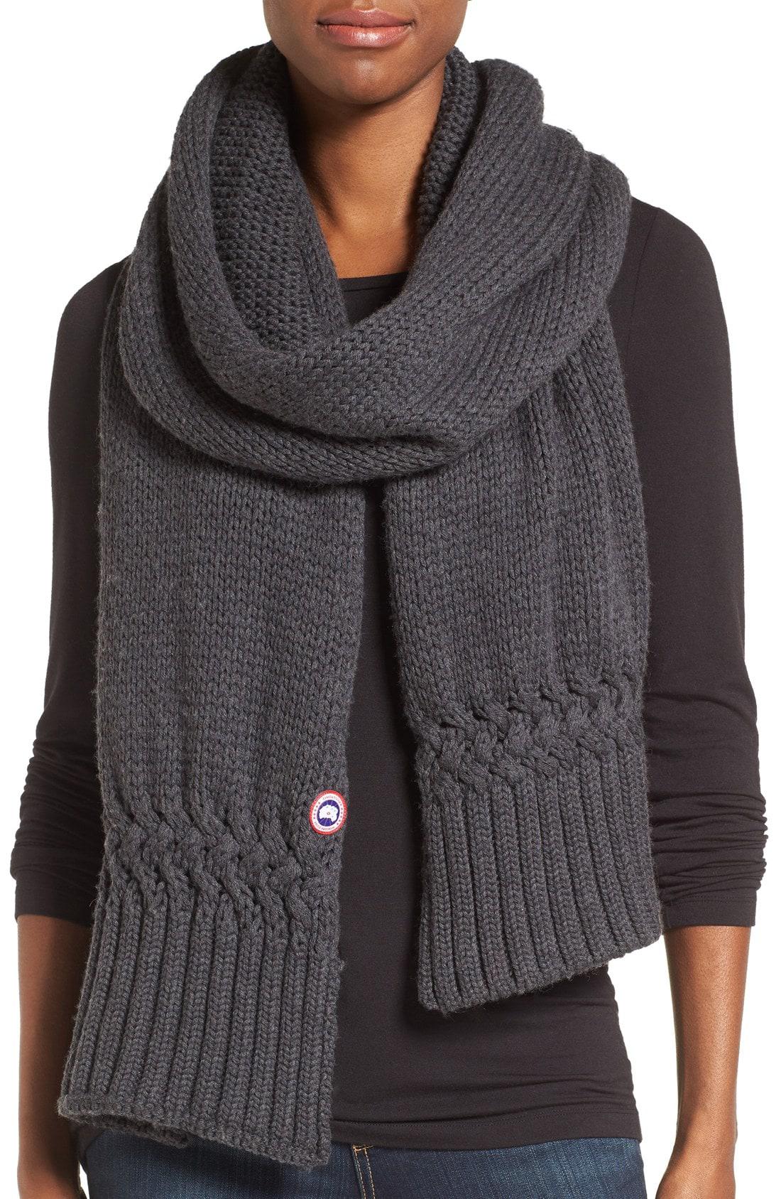 Canada Goose Knit Merino Wool Scarf  in Gray Lyst