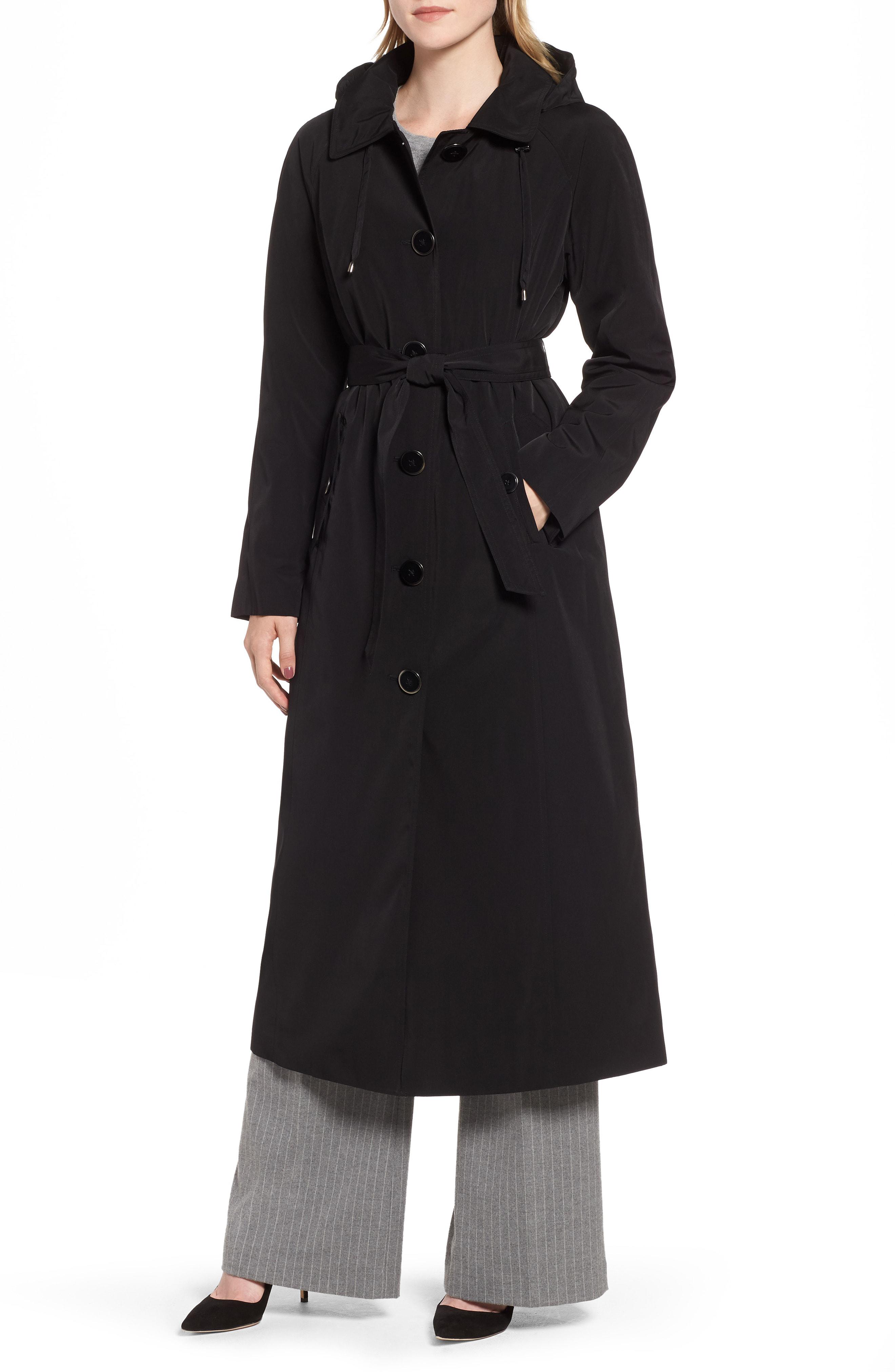 Lyst - London Fog Long Trench Coat With Detachable Hood & Liner in Black