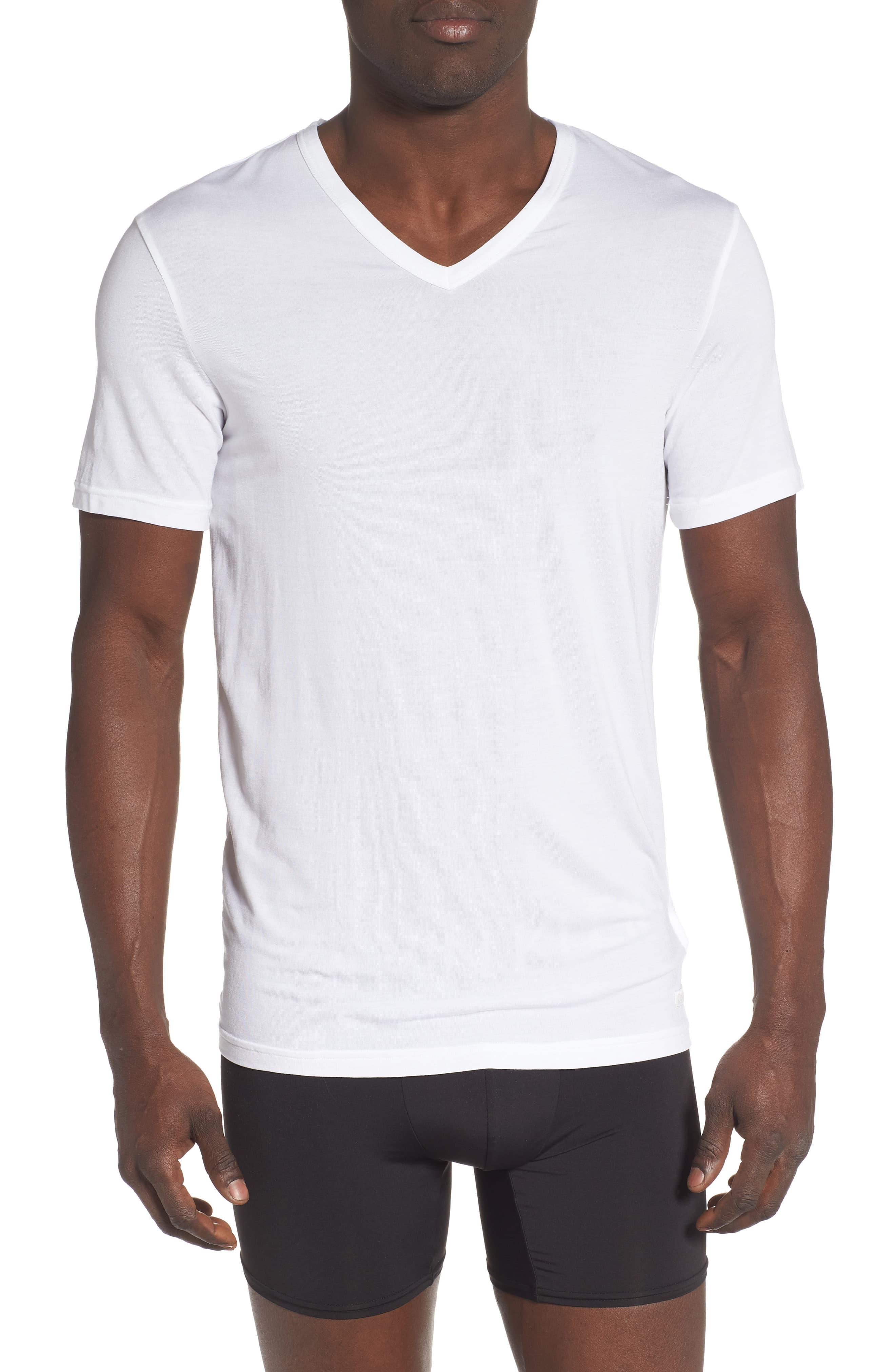 Calvin Klein Ultrasoft Stretch Modal V-neck T-shirt in White for Men ...