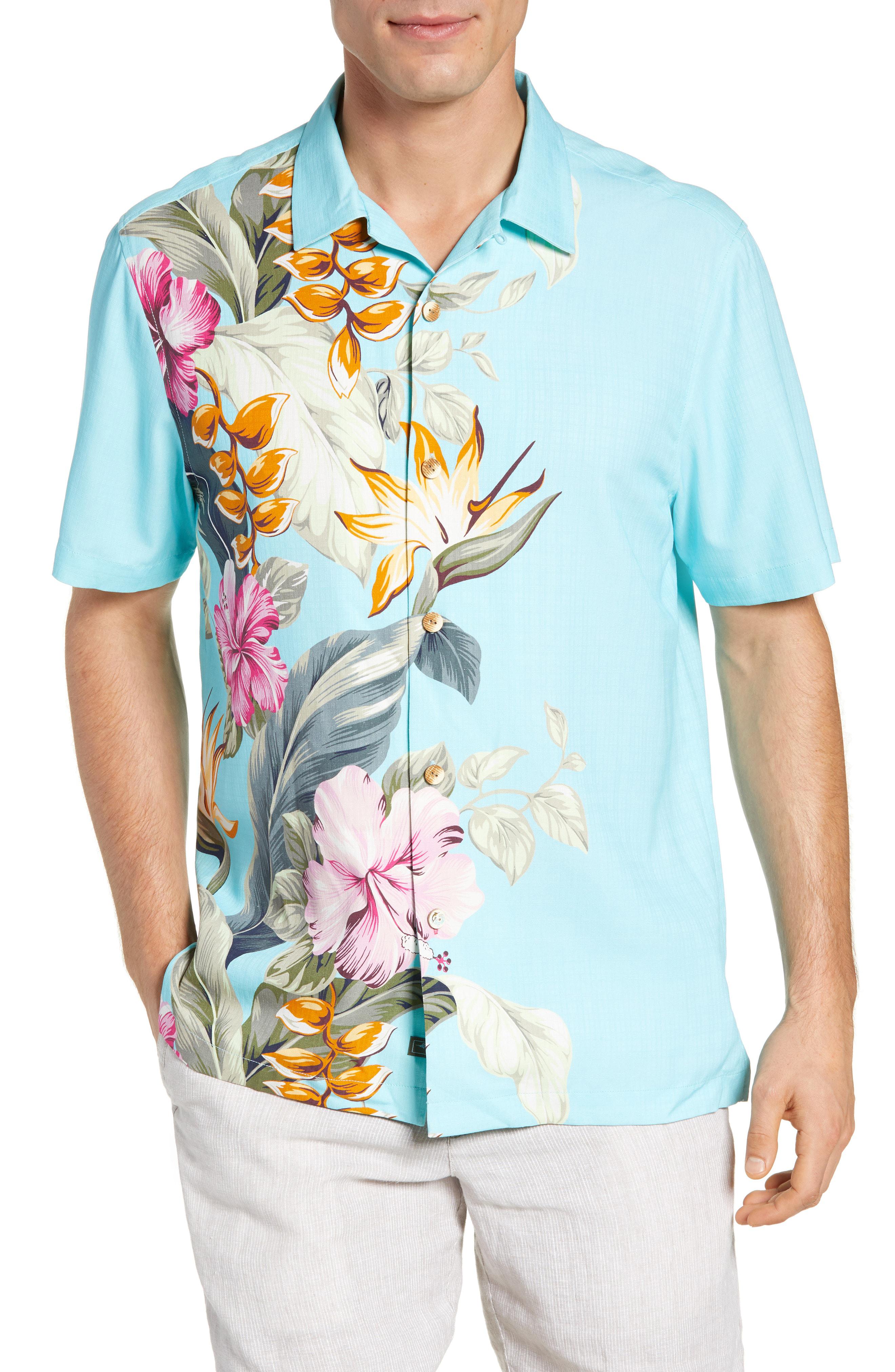 Lyst - Tommy Bahama Garden Of Hope & Courage Silk Sport Shirt in Blue ...