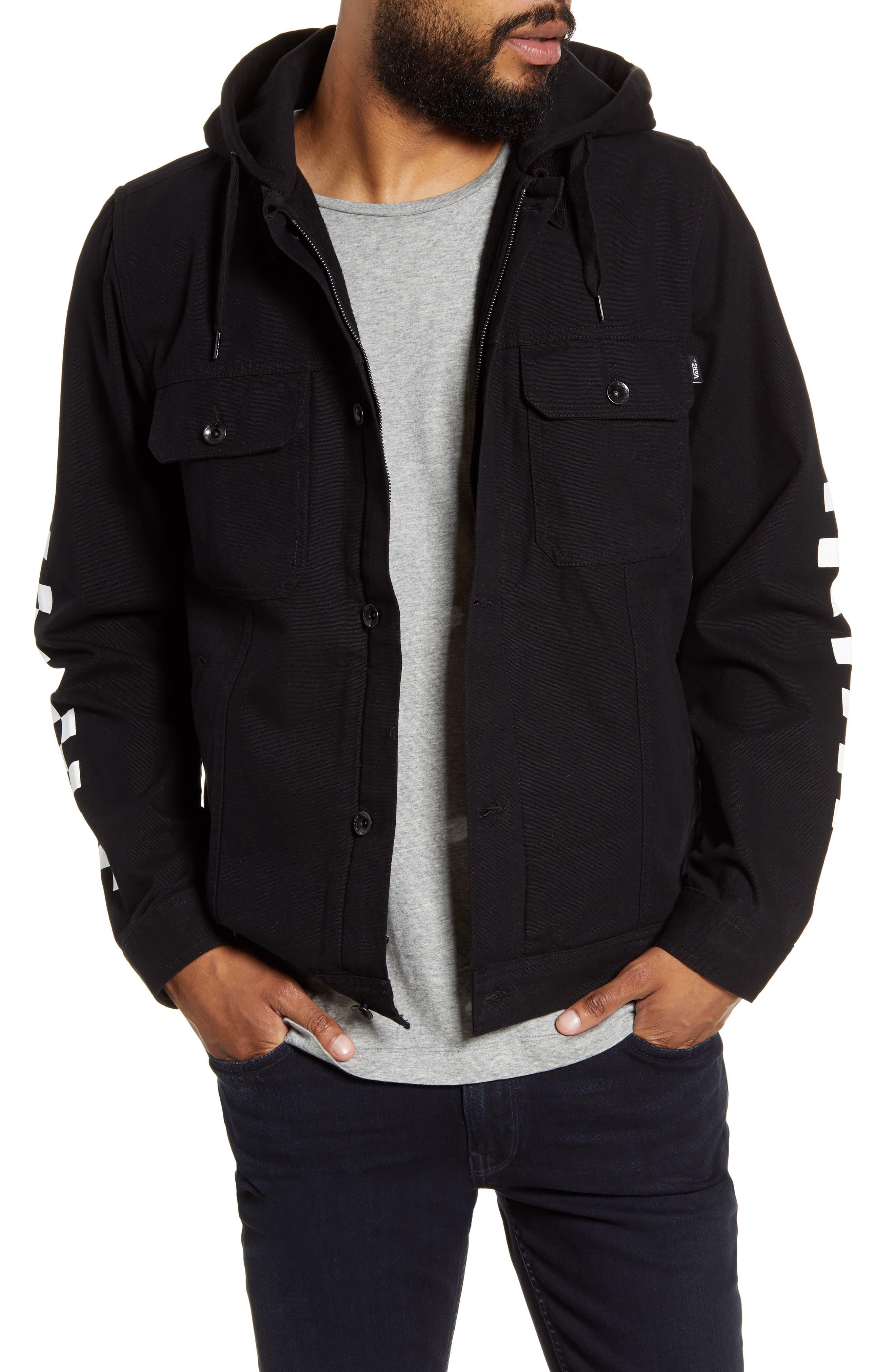 Vans Canvas Precept Hooded Trucker Jacket in Black for Men Lyst