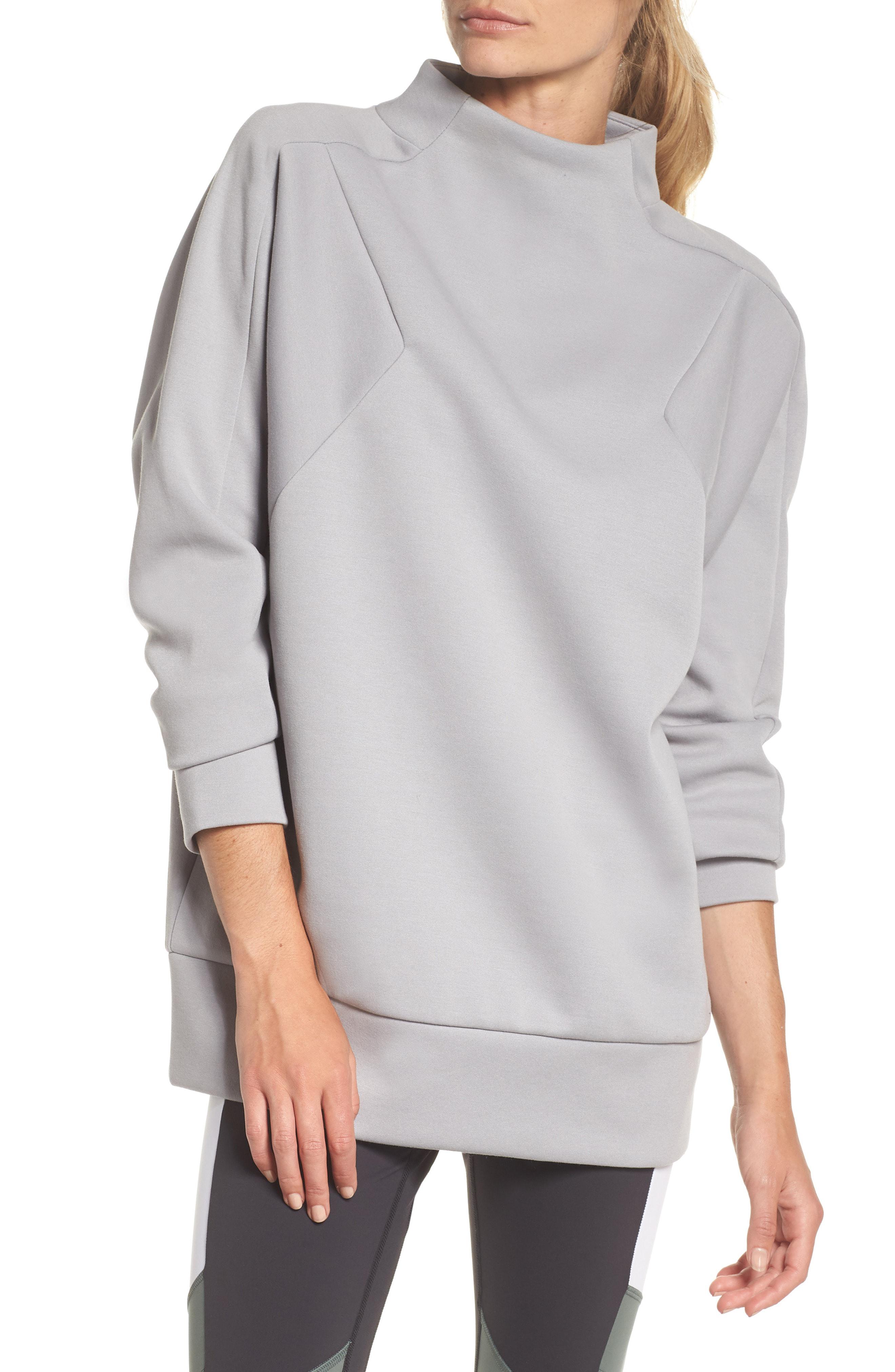 Download Lyst - Reebok Training Supply Mock Neck Sweatshirt in Gray