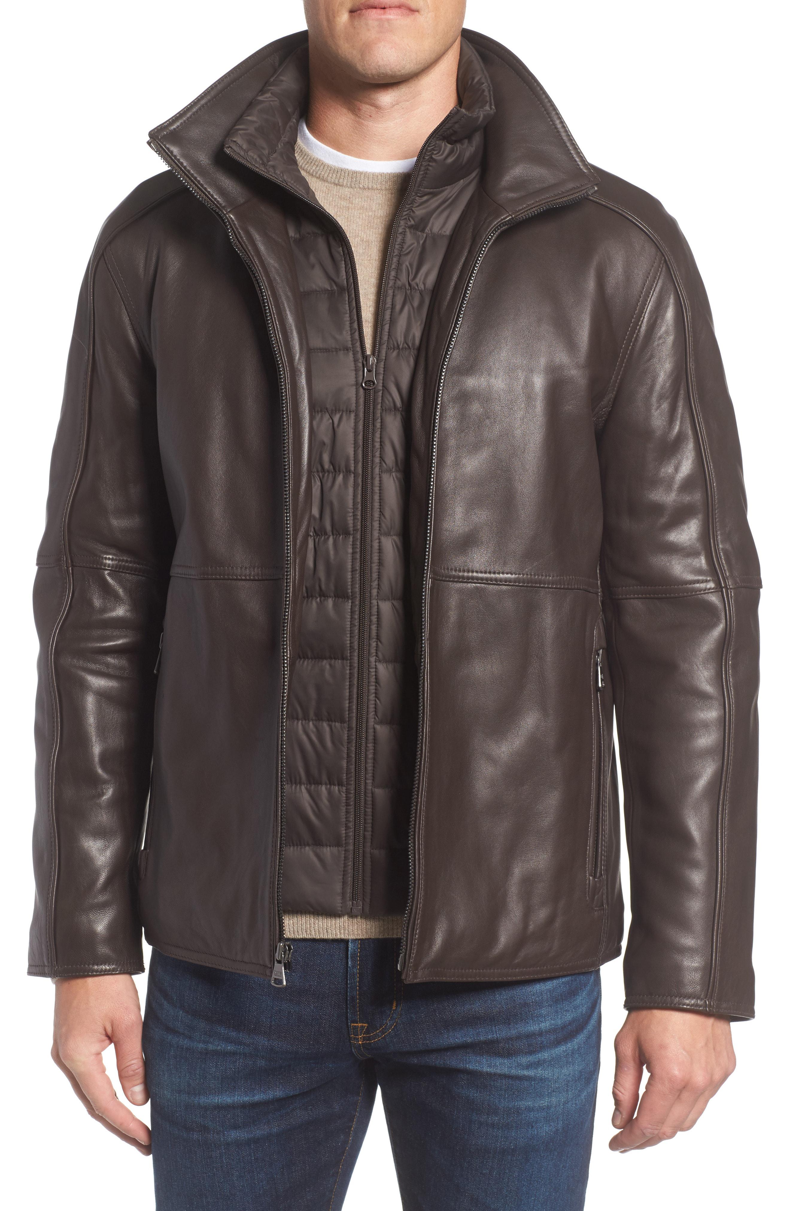 Marc New York  Hartz Leather Jacket With Quilted Bib 