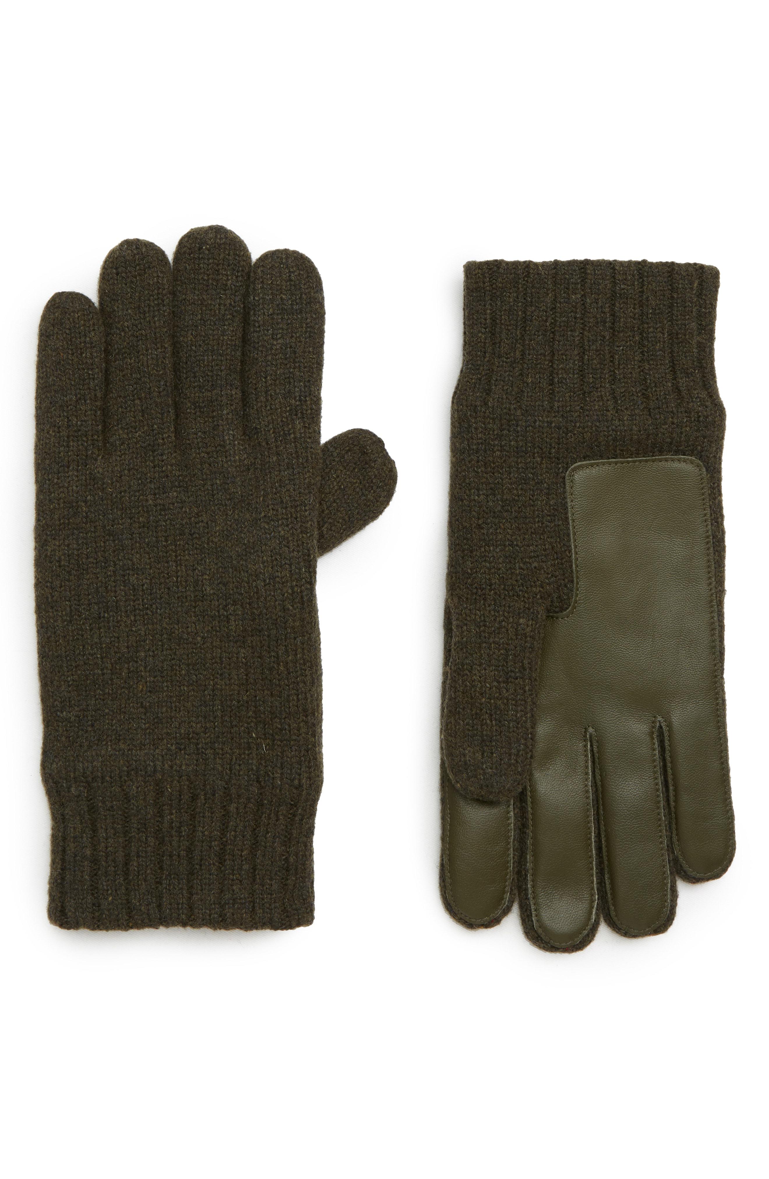 UGG Ugg Leather Palm Knit Gloves in Green for Men Lyst