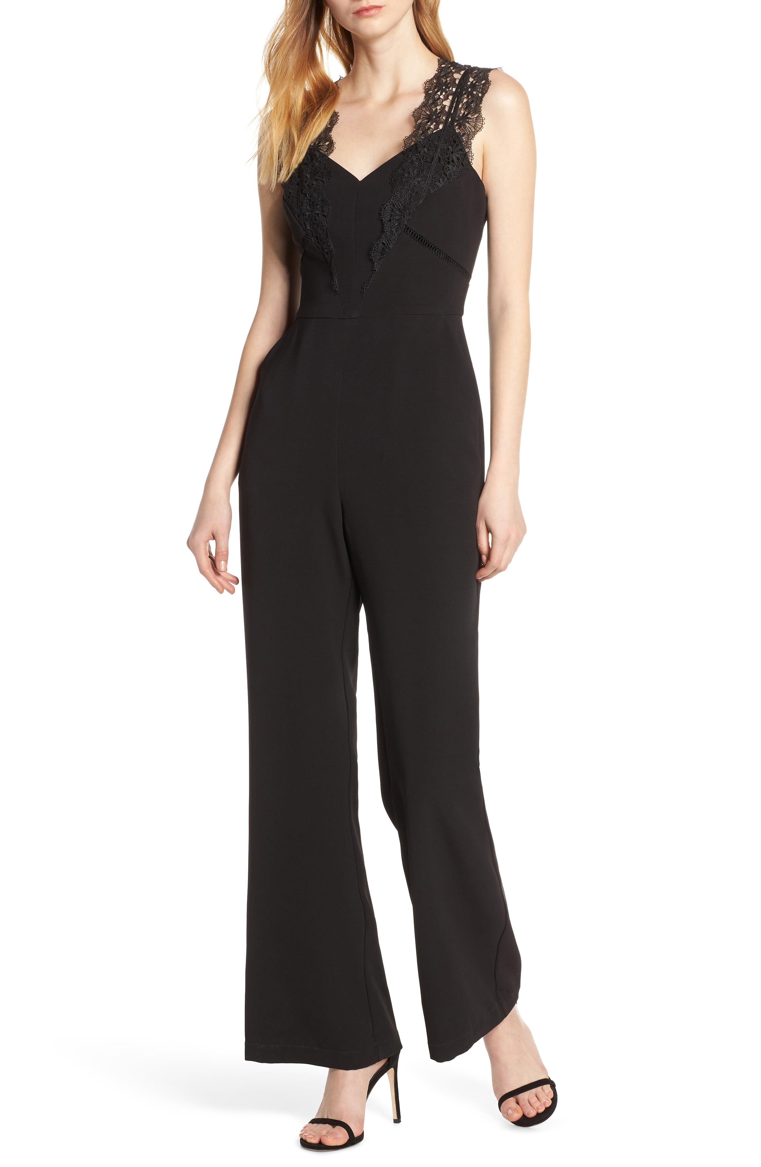 Lyst - Harlyn Lace Flare-leg Jumpsuit in Black