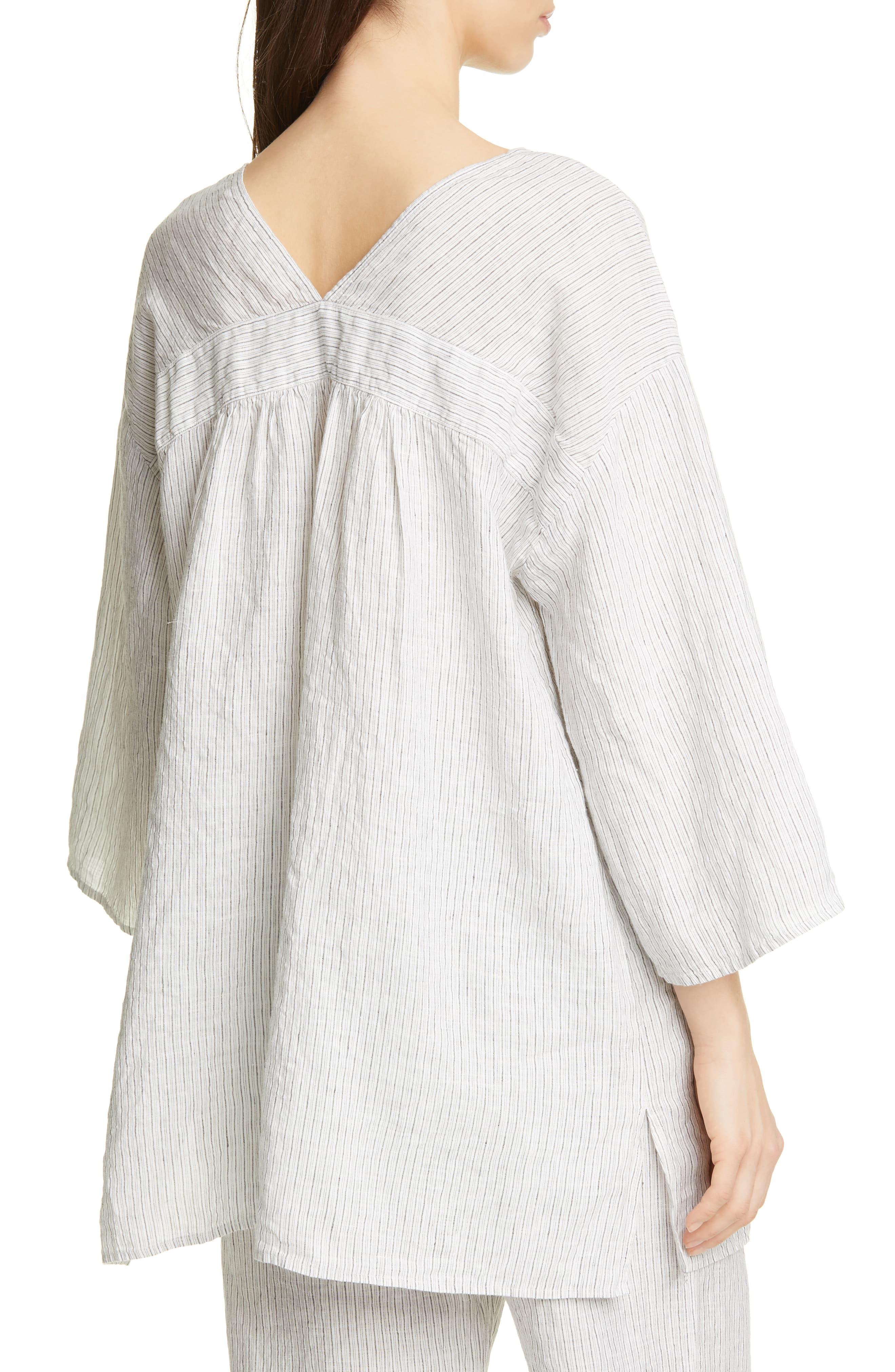 Eileen Fisher V-neck Organic Linen Tunic in White - Lyst