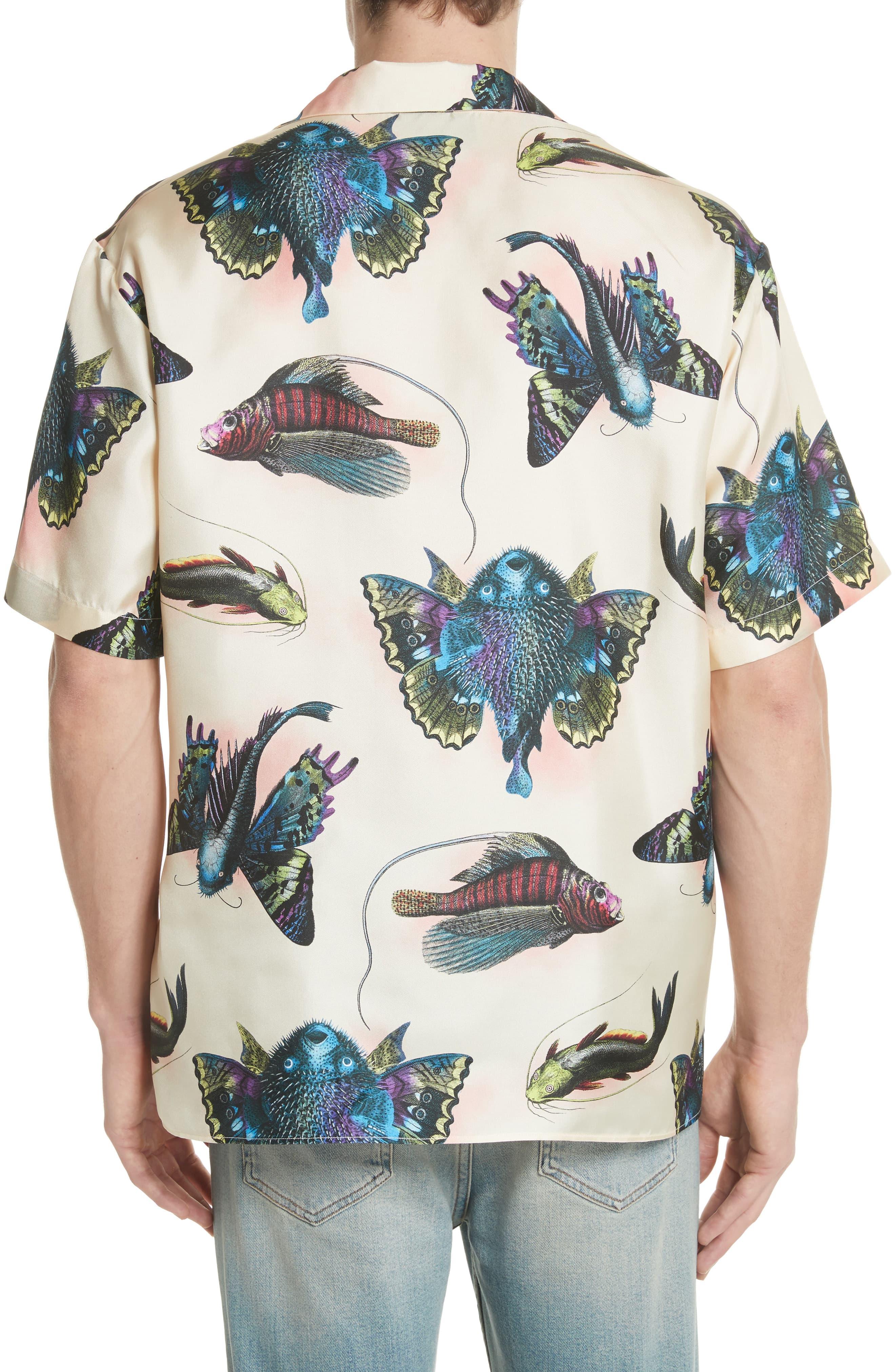 Gucci Flying Fish Silk Bowling Shirt for Men - Lyst