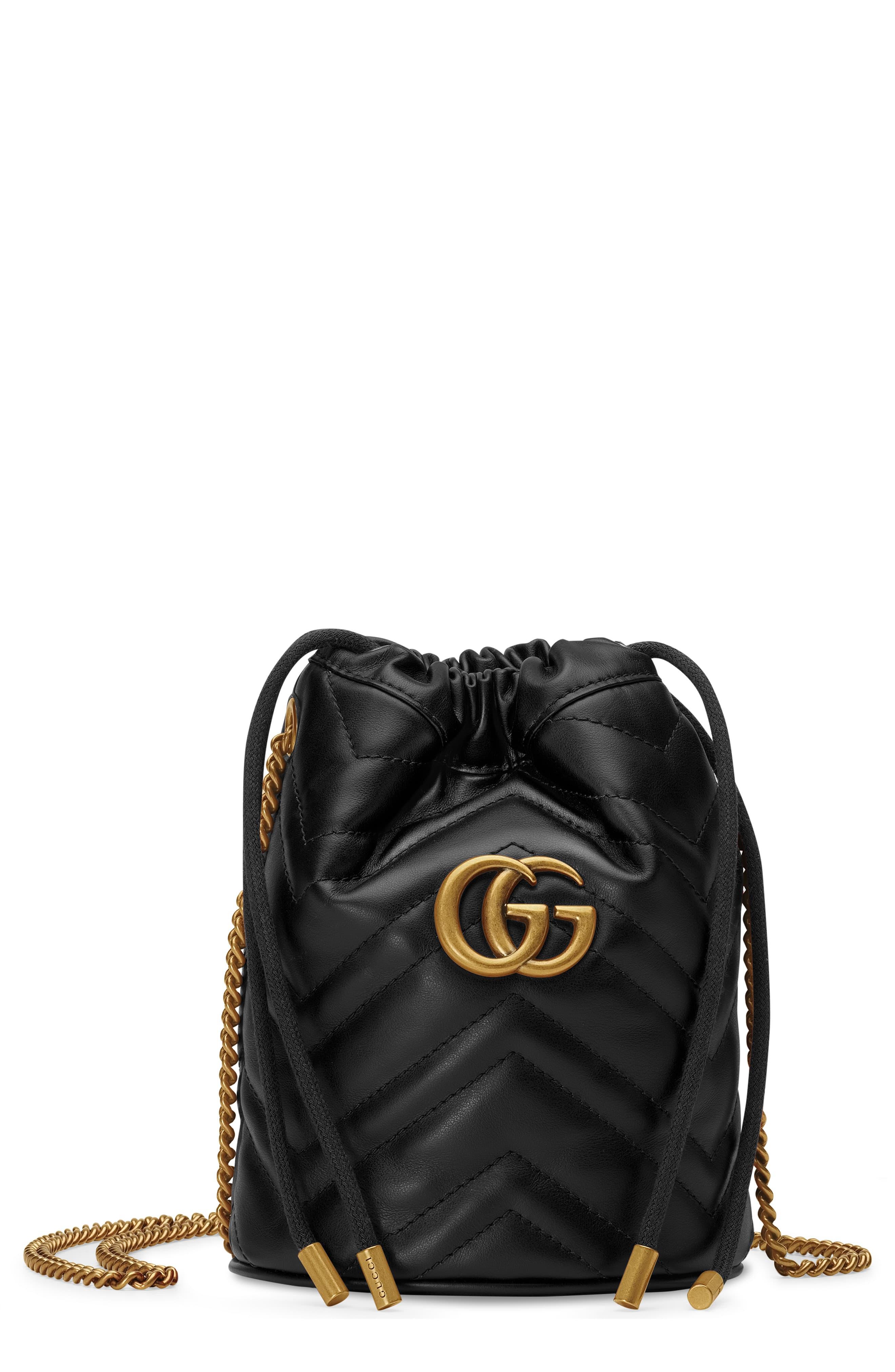 Gucci Mini Gg Marmont 2.0 Quilted Leather Bucket Bag in Black - Lyst