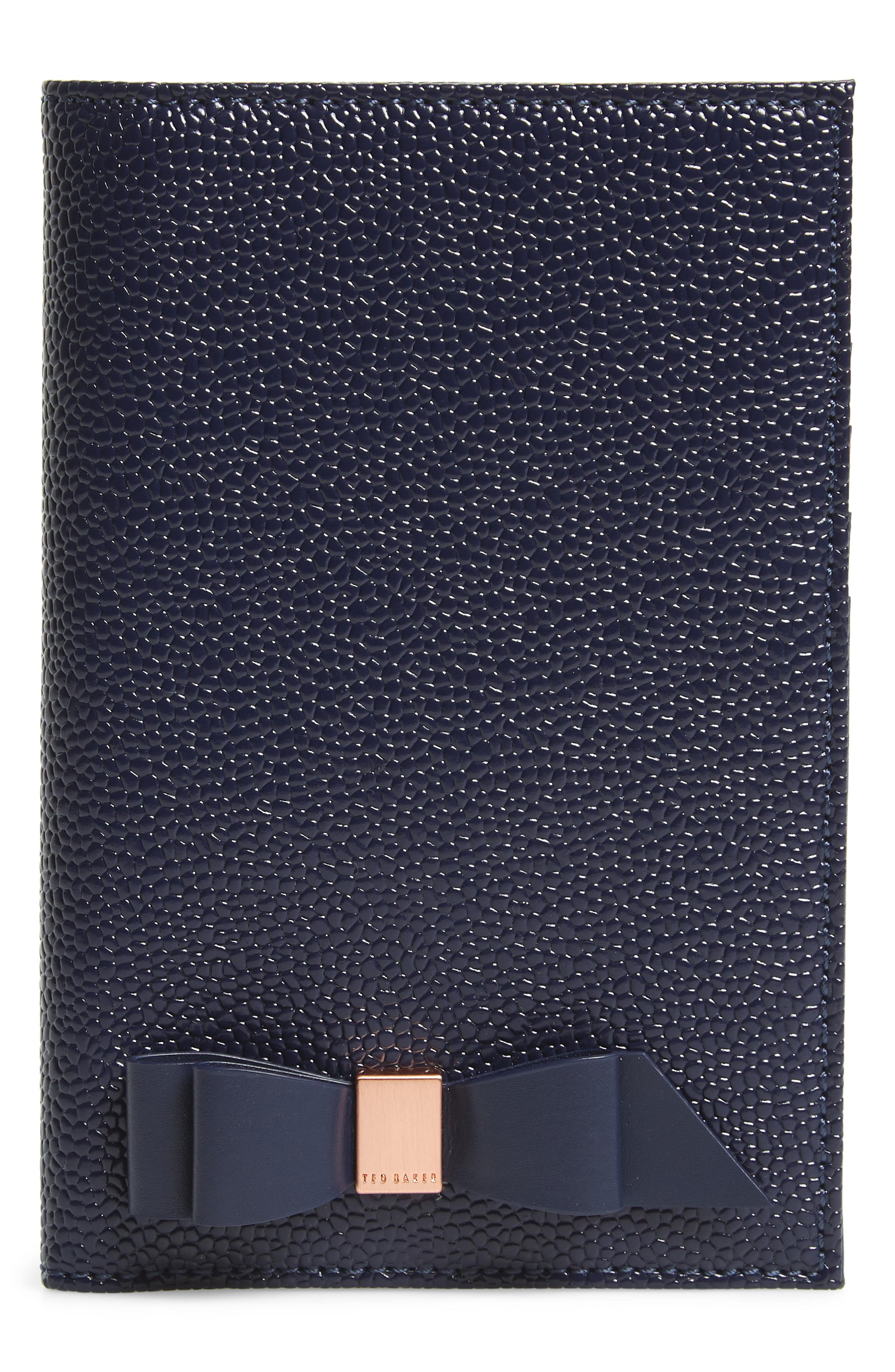 Lyst Ted Baker Peyten Bow Leather Passport Holder in Blue