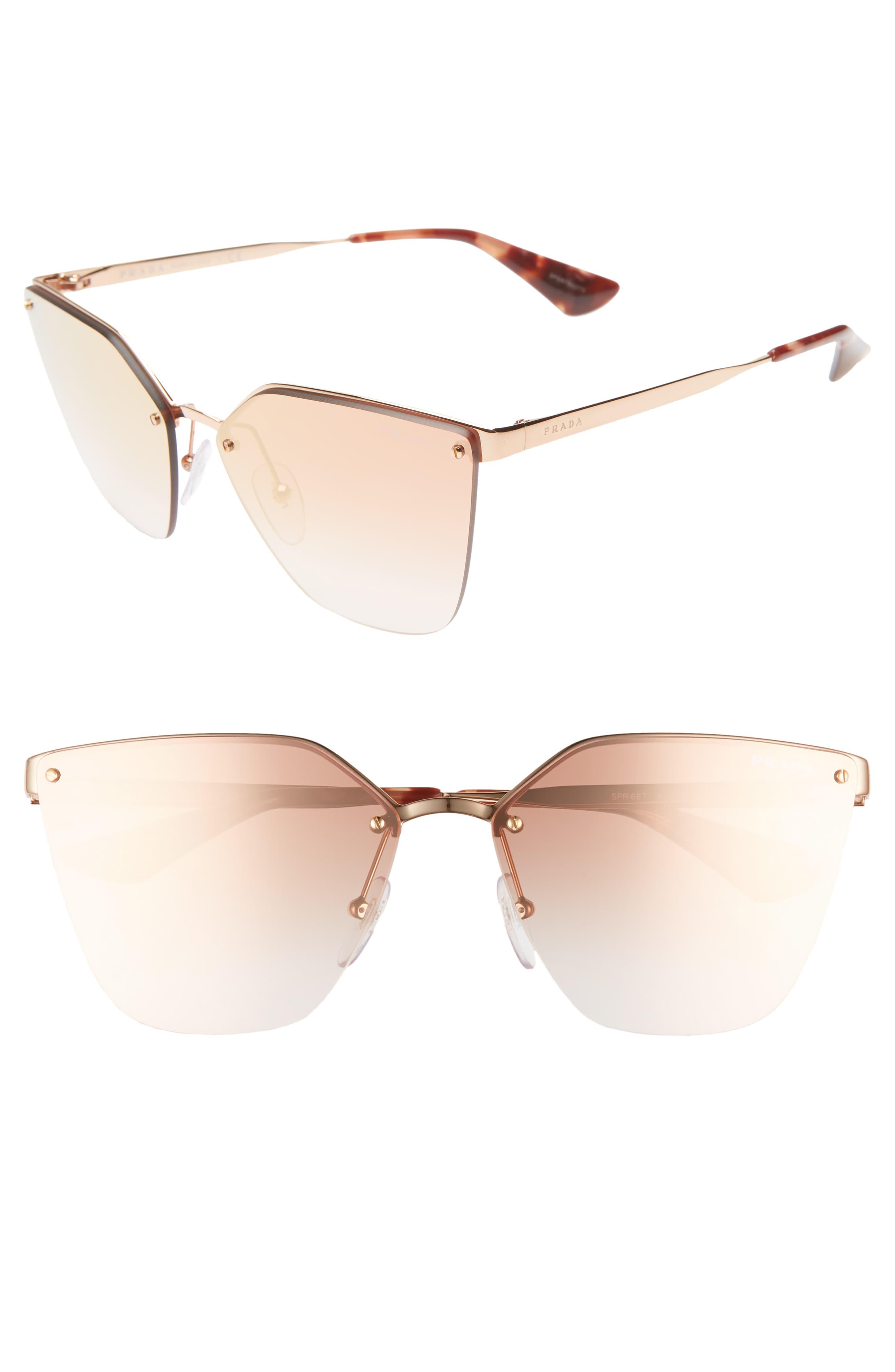 Prada 63mm Mirrored Gradient Oversize Sunglasses Lyst