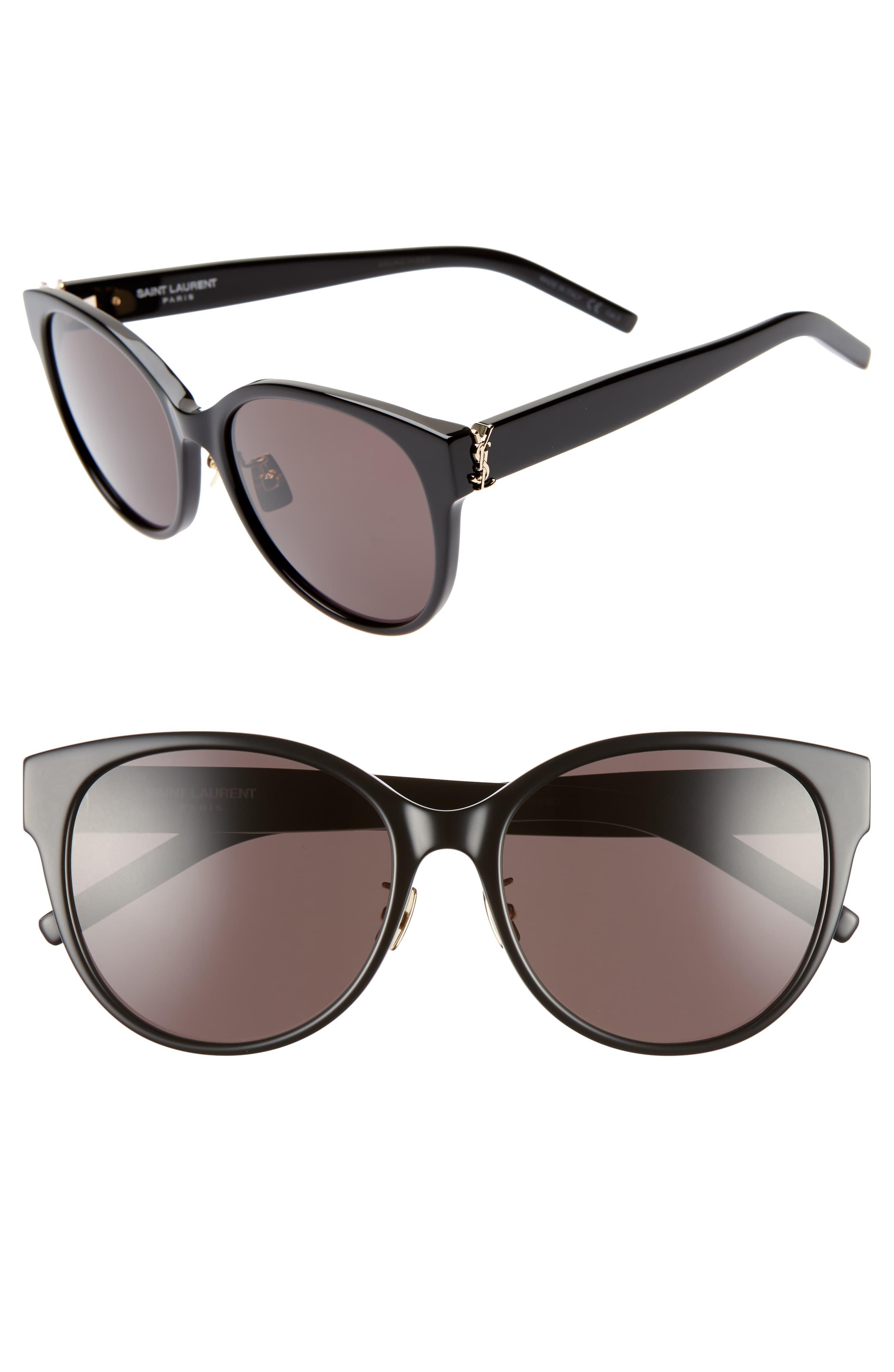 Saint Laurent 57mm Round Sunglasses in Black - Lyst