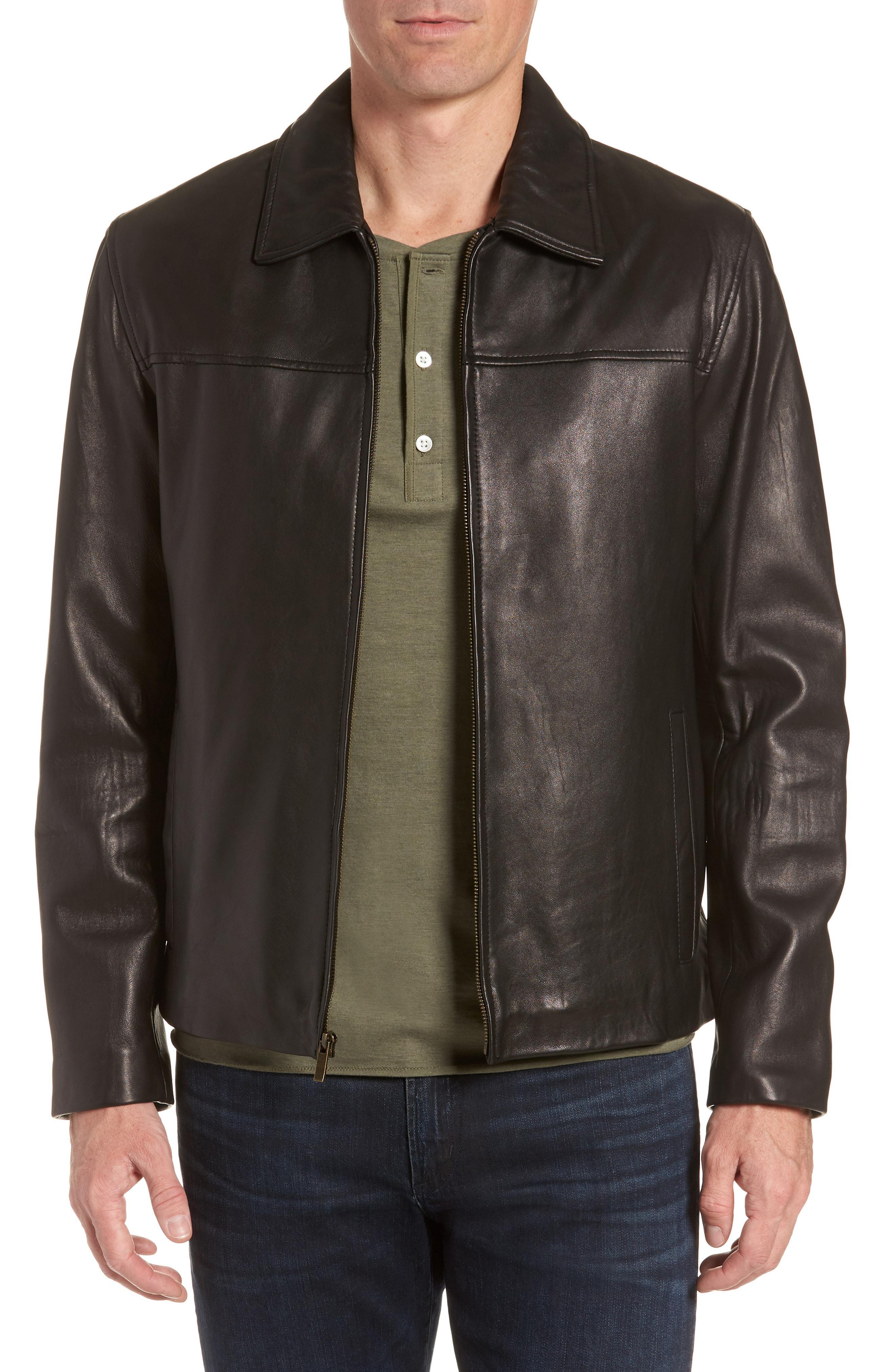 Lyst - Cole Haan Lambskin Leather Jacket in Black for Men