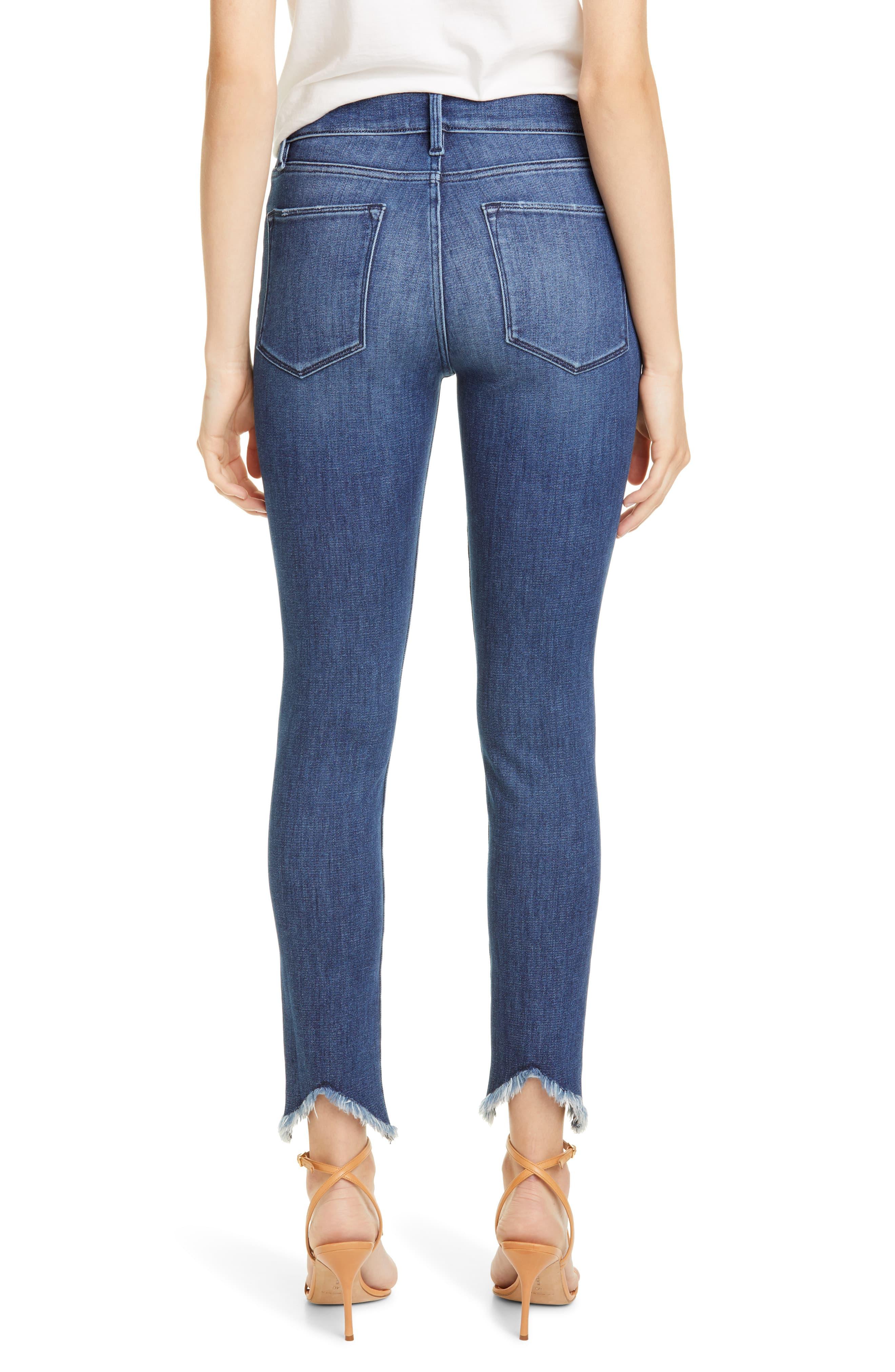 FRAME Le High Double Triangle Raw Hem Ankle Skinny Jeans in Blue - Lyst