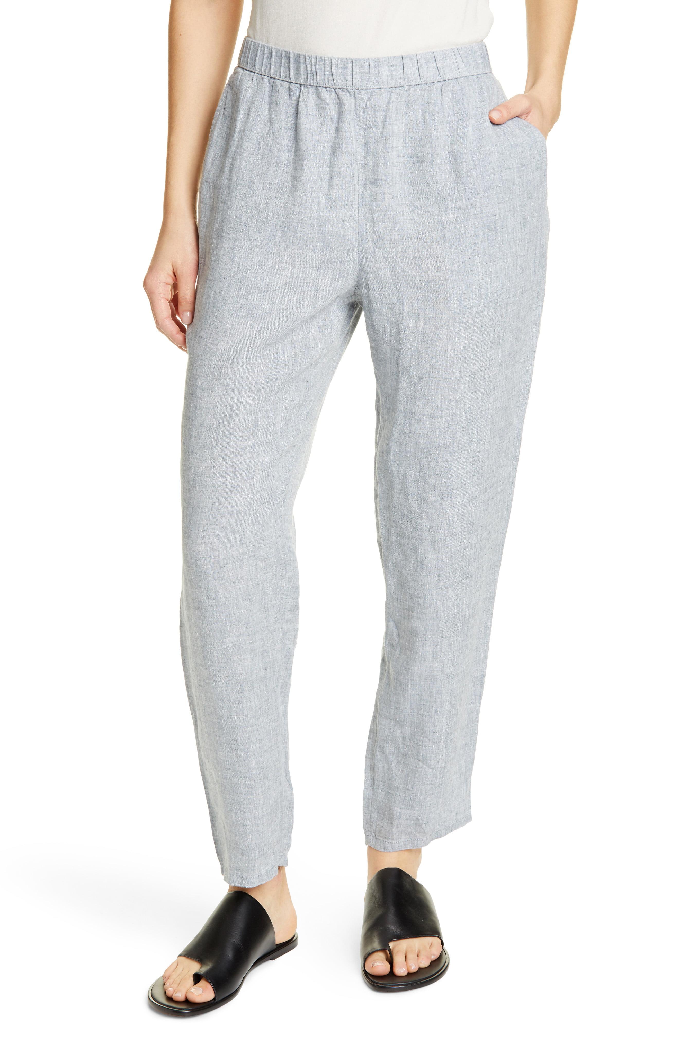 Lyst - Eileen Fisher Organic Linen Ankle Pants in Gray