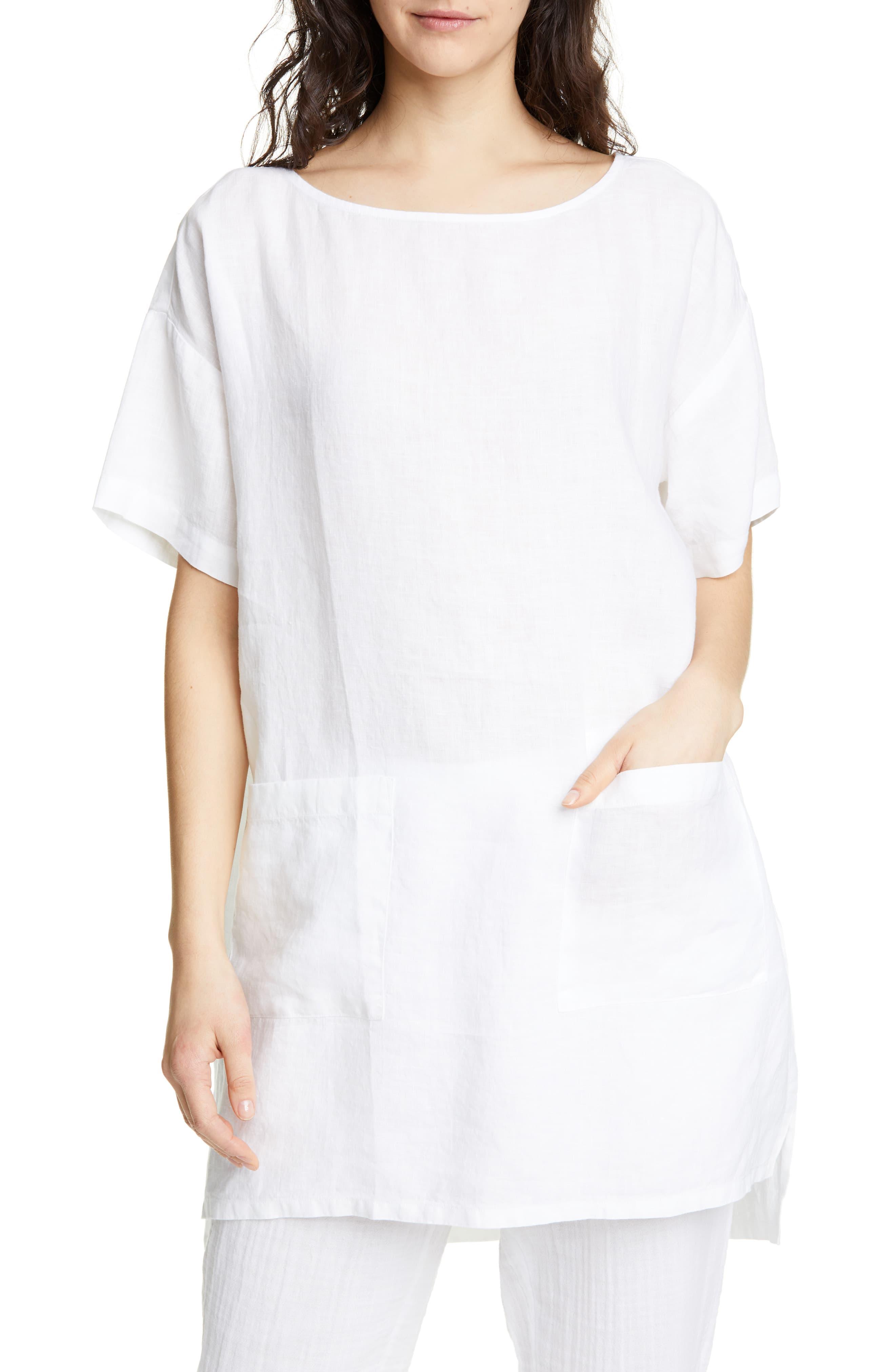 Eileen Fisher Organic Linen Tunic in Black Lyst