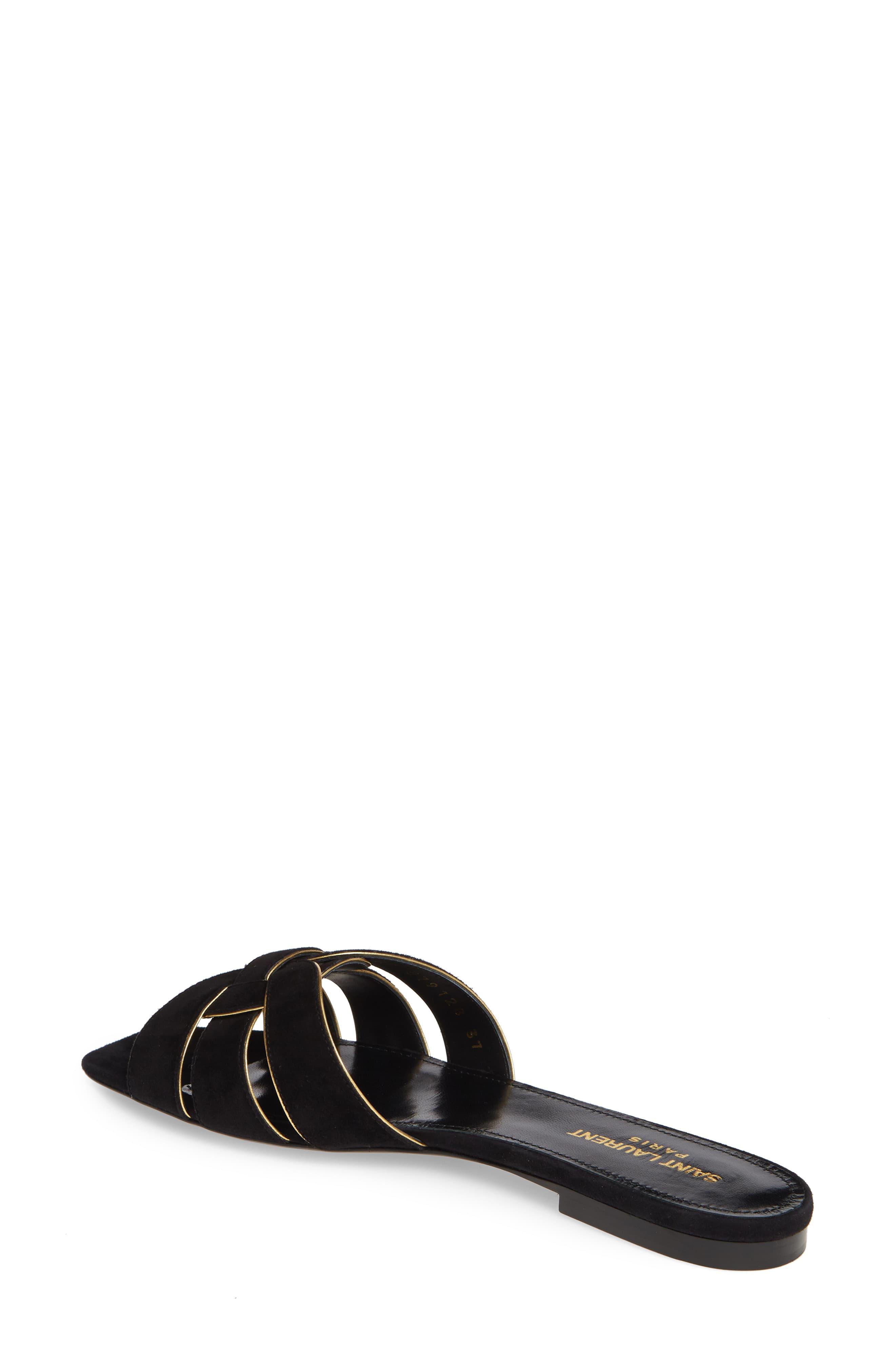 Saint Laurent Tribute Nu Pieds Slide Sandal In Black Lyst