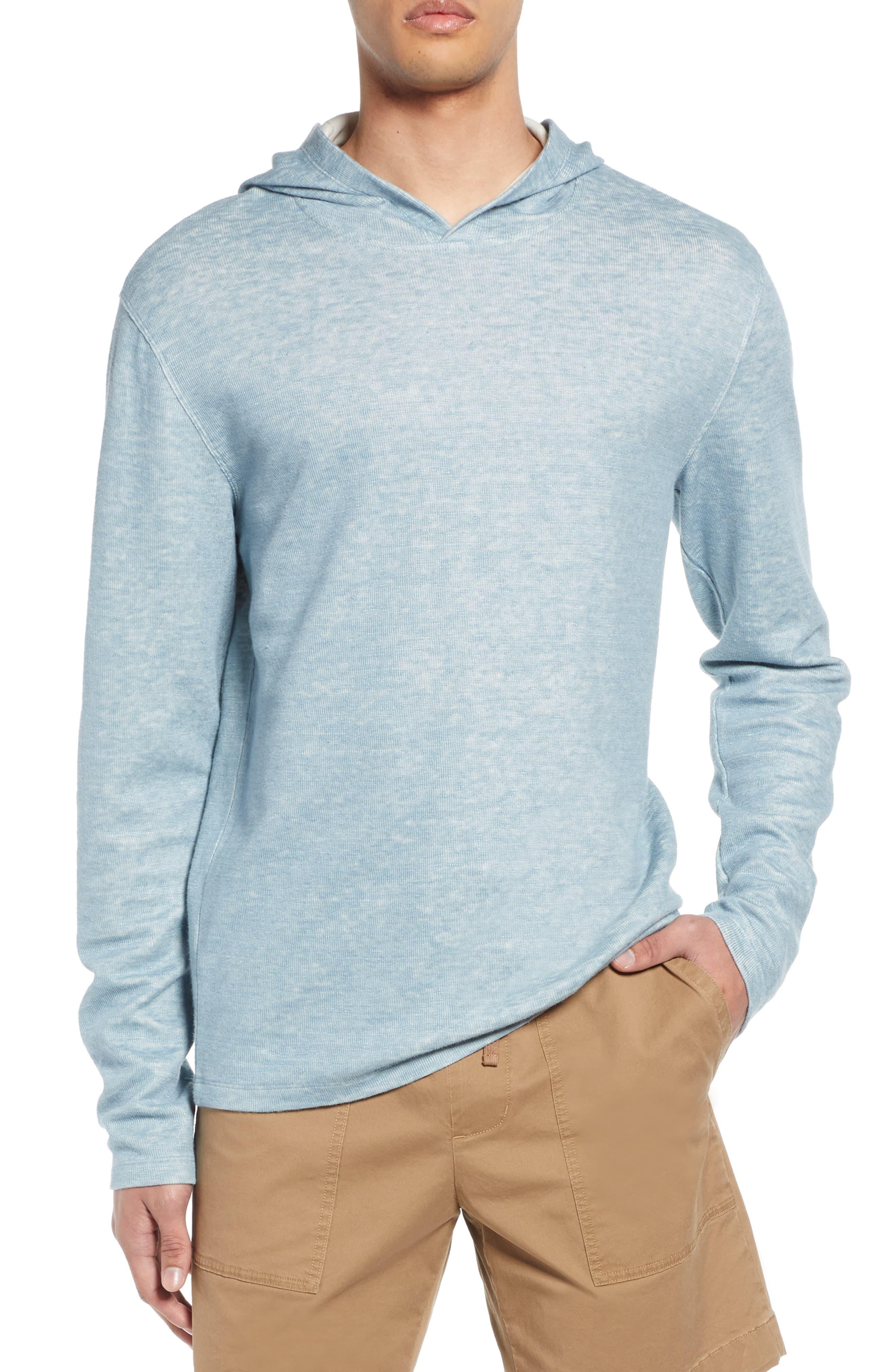 Lyst Vince Cotton & Linen Blend Hoodie in Blue for Men
