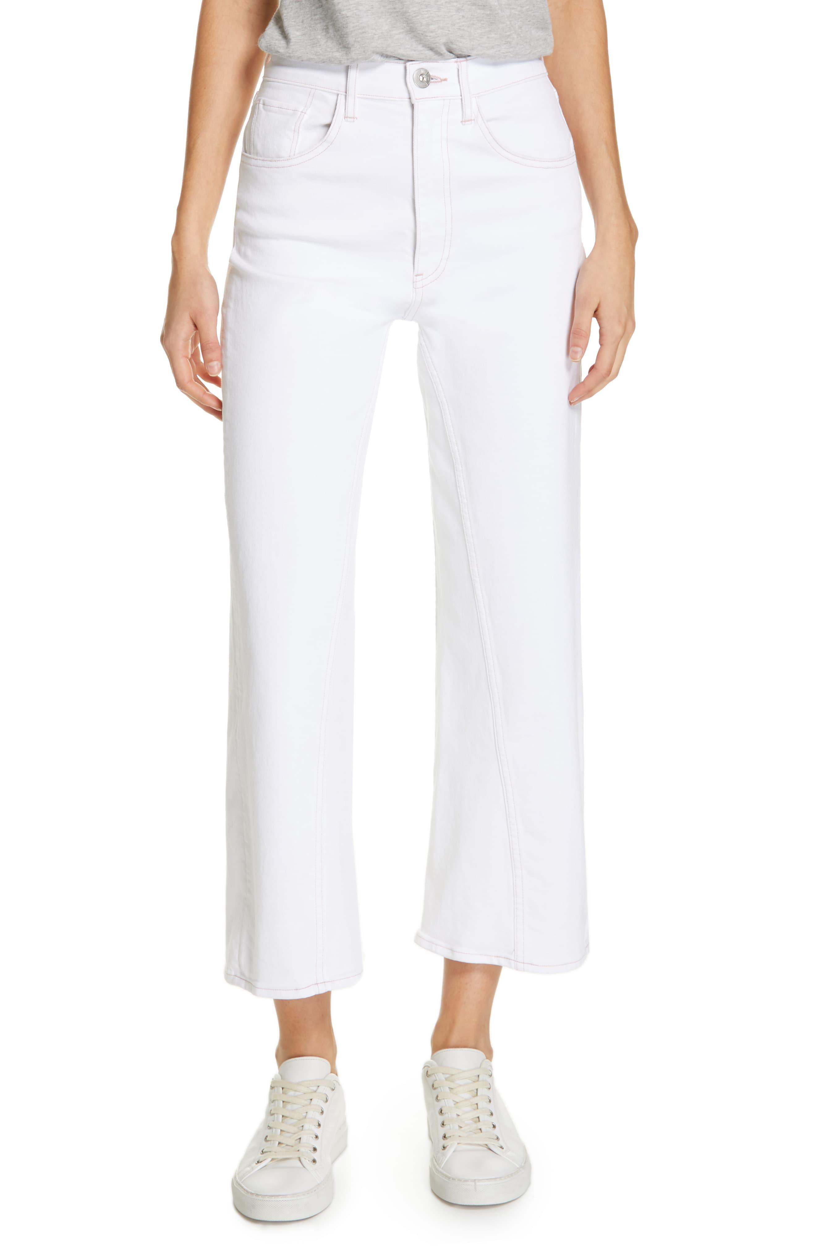 3x1 3x1 Aimee Ankle Wide Leg Jeans in White - Lyst