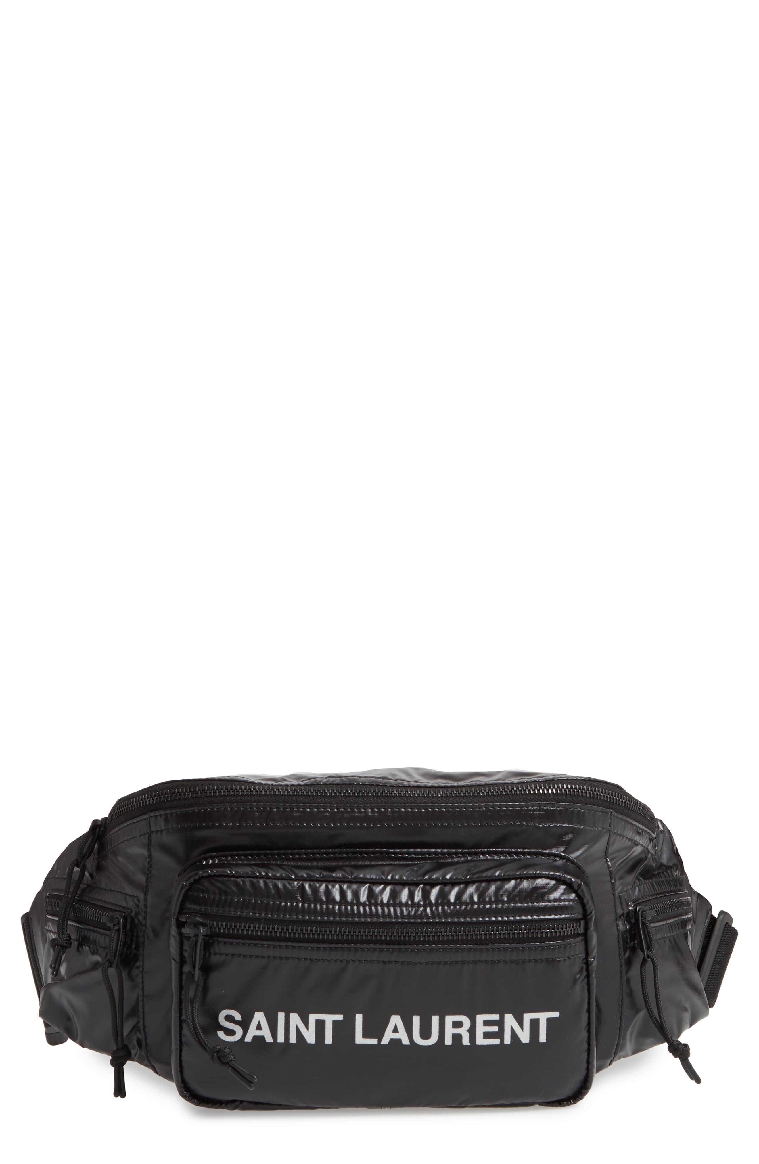 Saint Laurent Logo Nylon Belt Bag in Black for Men Lyst