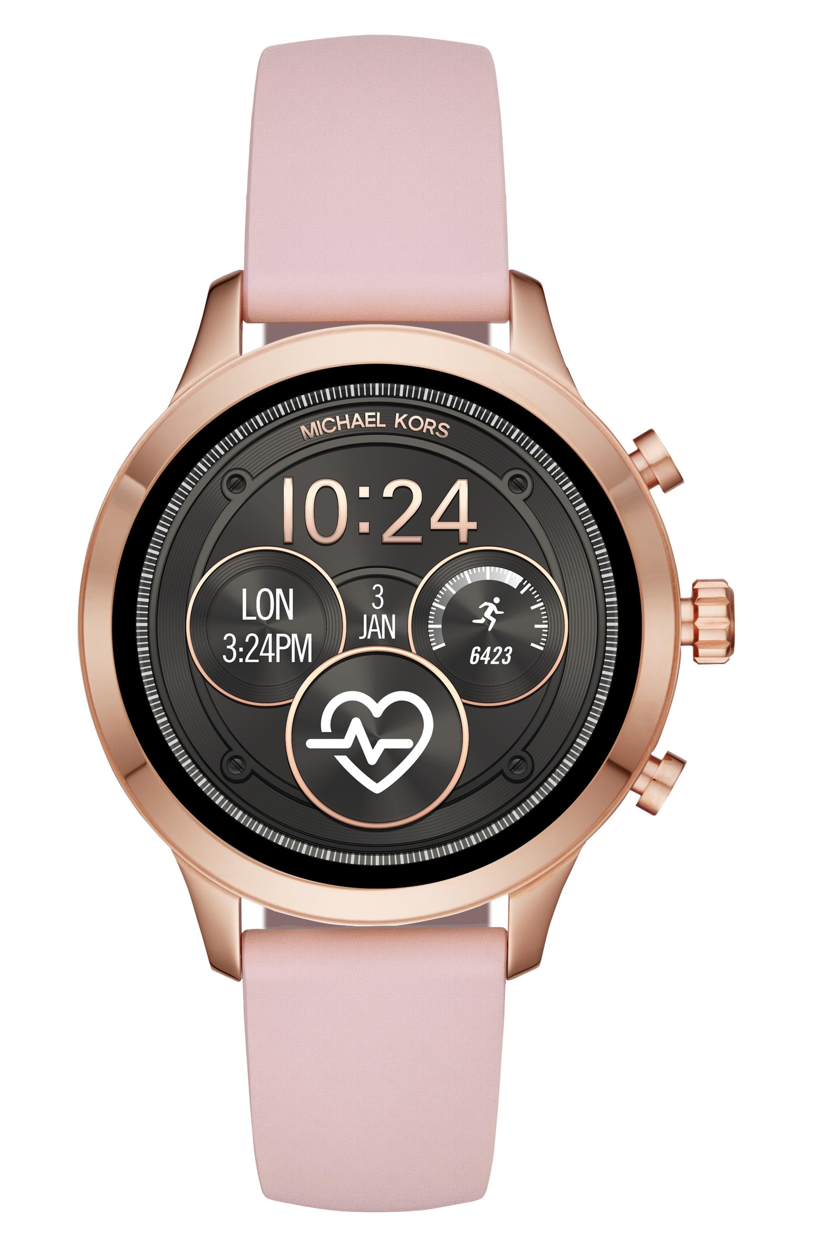 Michael Kors Runway Pink Silicone Smart Watch Strap - Lyst