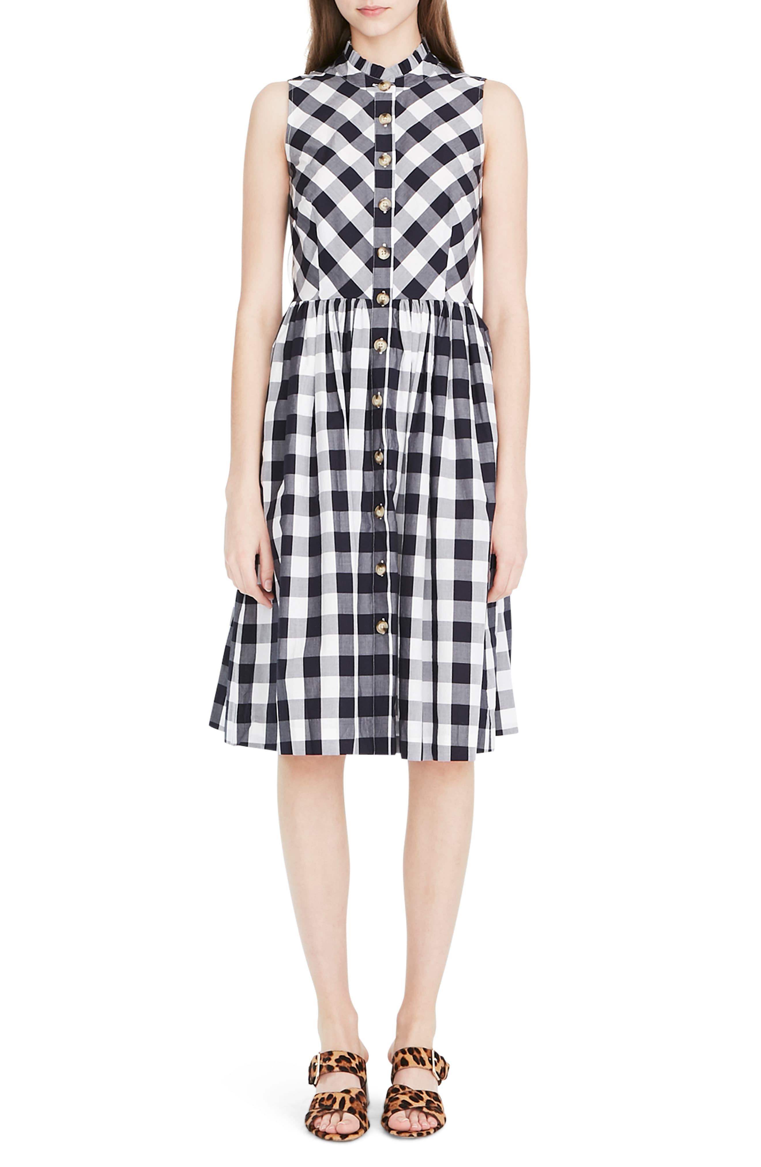 J.Crew Gingham Button Down Dress in Blue Lyst
