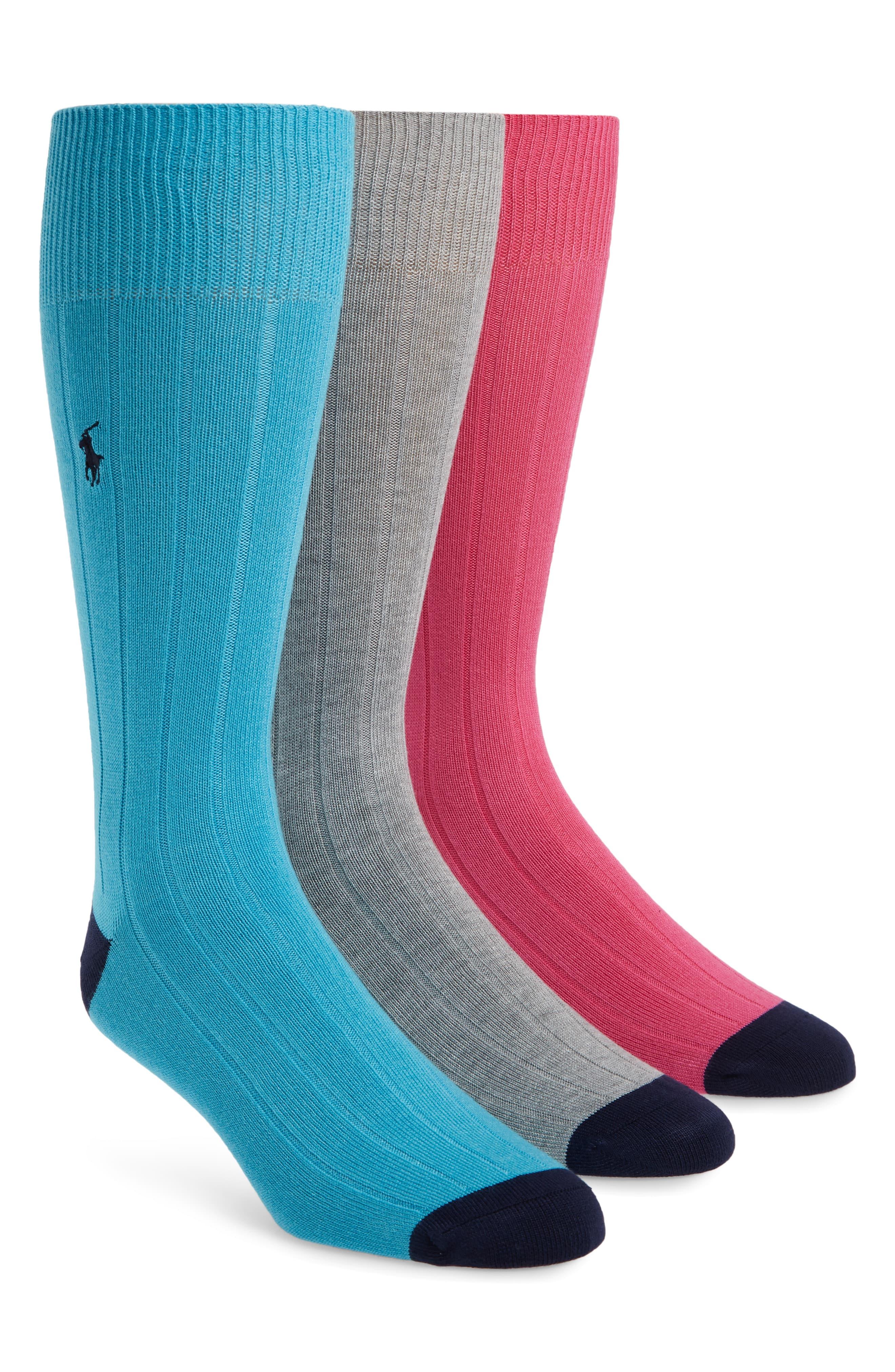 Polo Ralph Lauren 3-pack Ribbed Socks, Pink in Pink for Men - Lyst