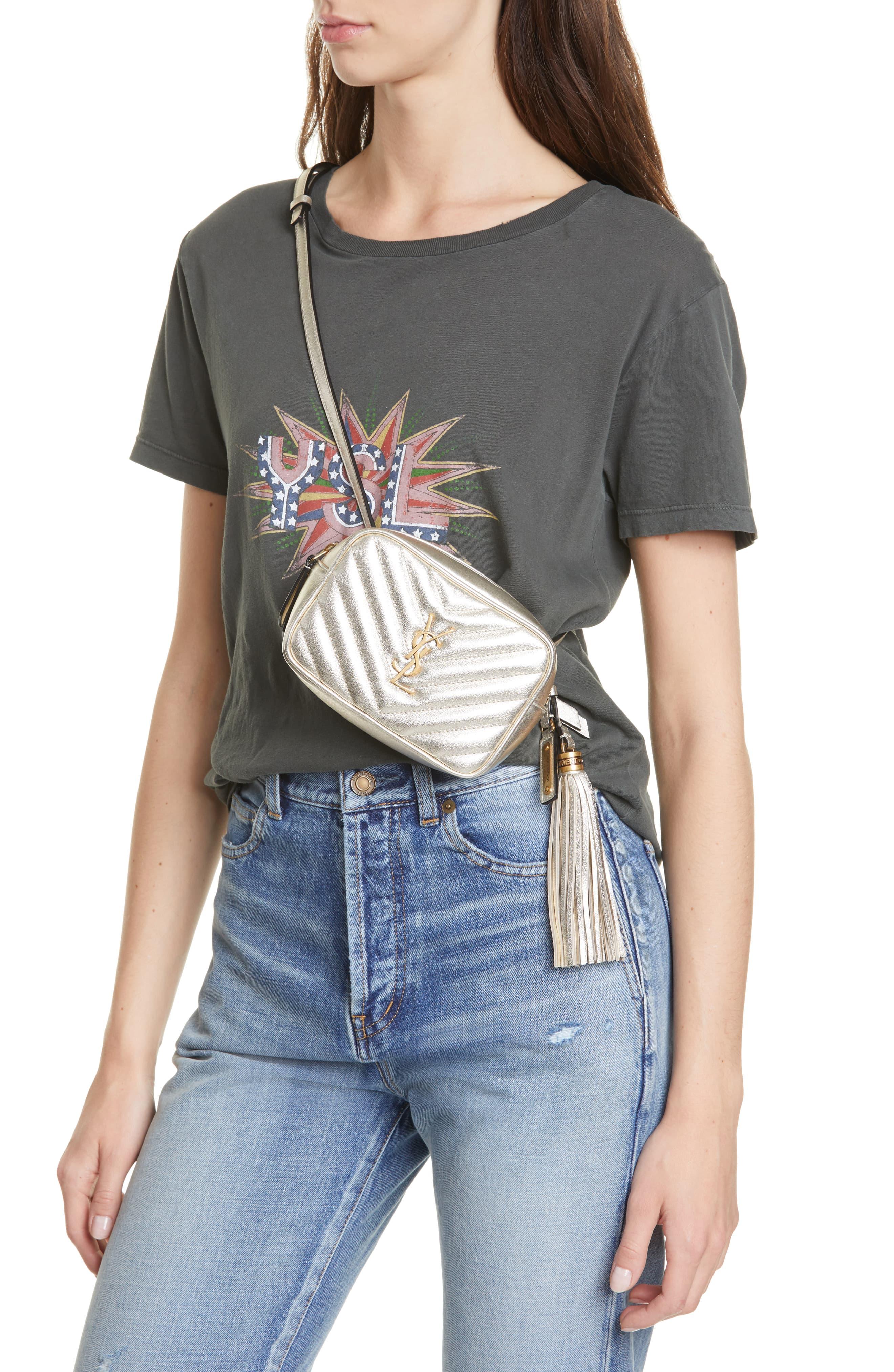 Saint Laurent Lou Lou Metallic Calfskin Leather Belt Bag With Tassel