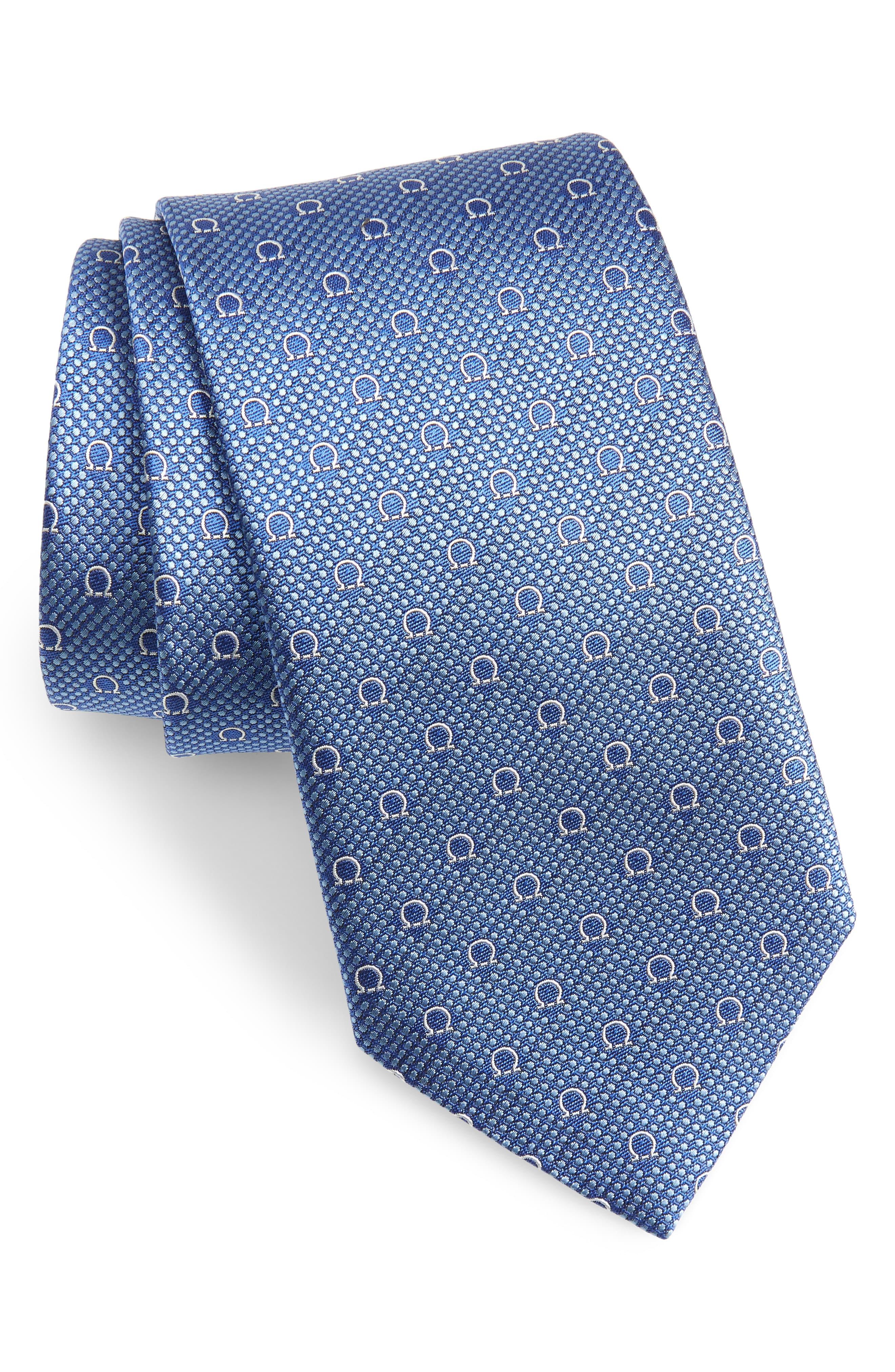 Ferragamo Gancini Silk Tie in Blue for Men - Lyst