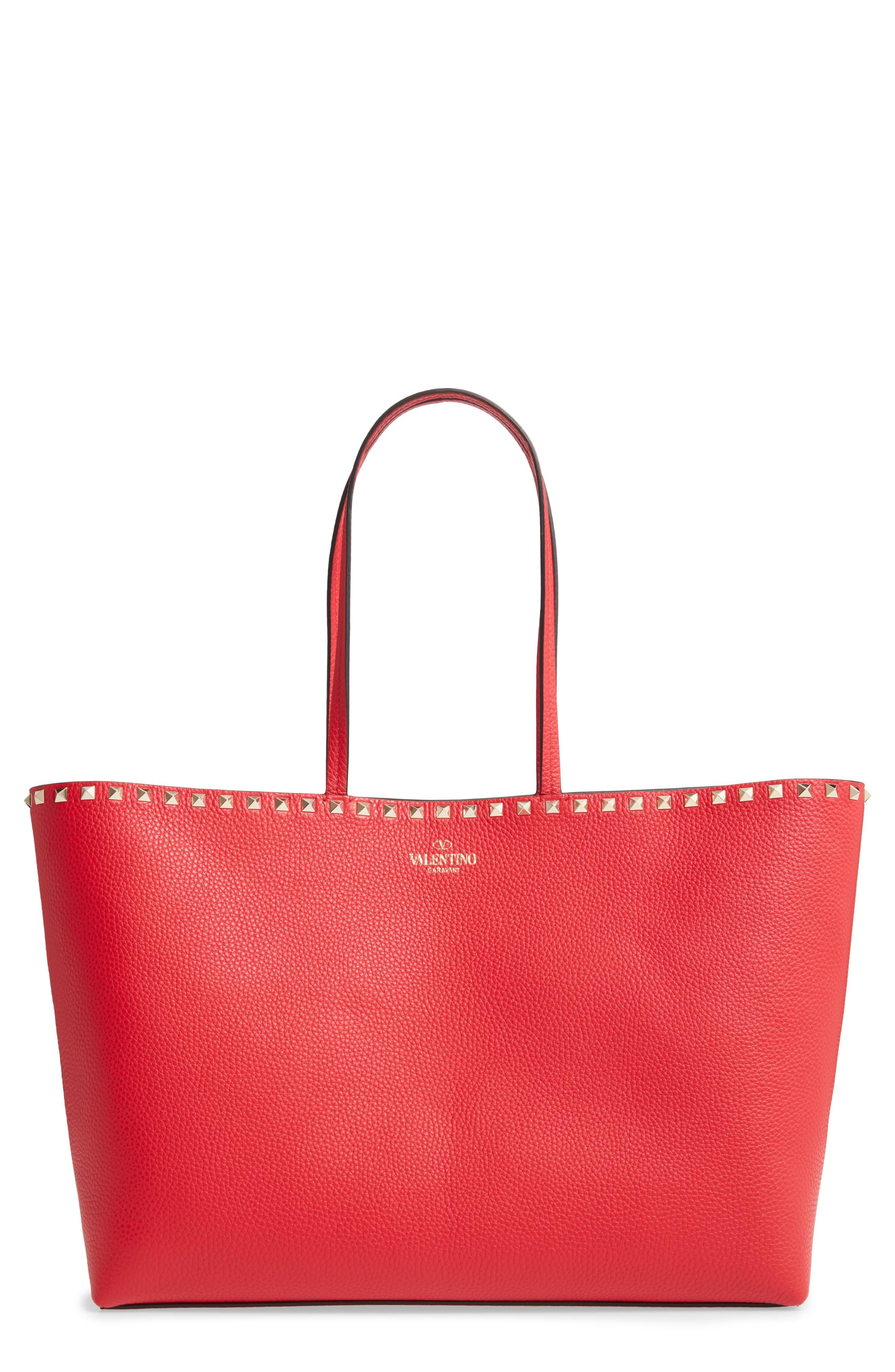 valentino rockstud tote red