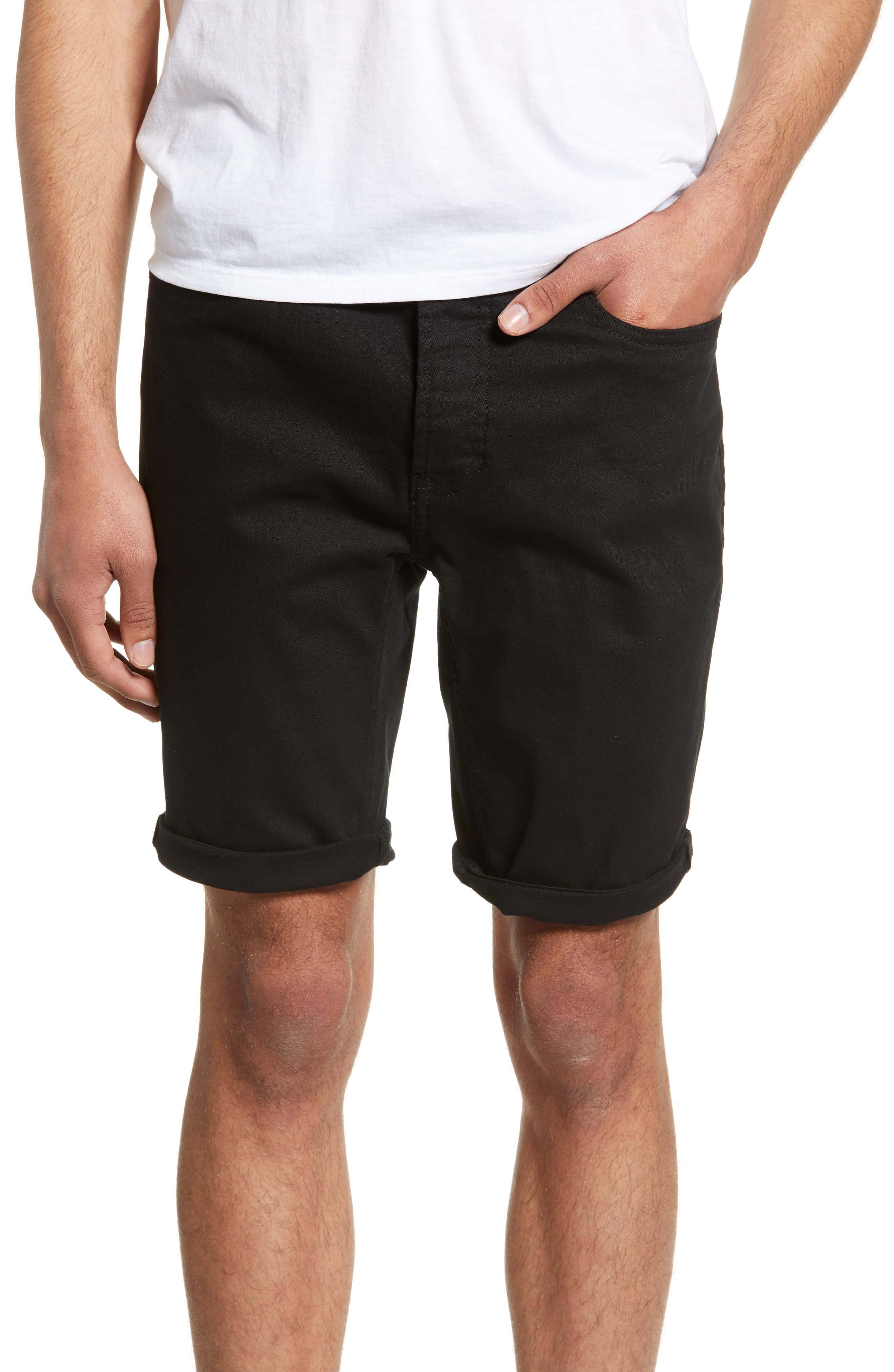 TOPMAN Stretch Skinny Fit Denim Shorts in Black for Men - Lyst