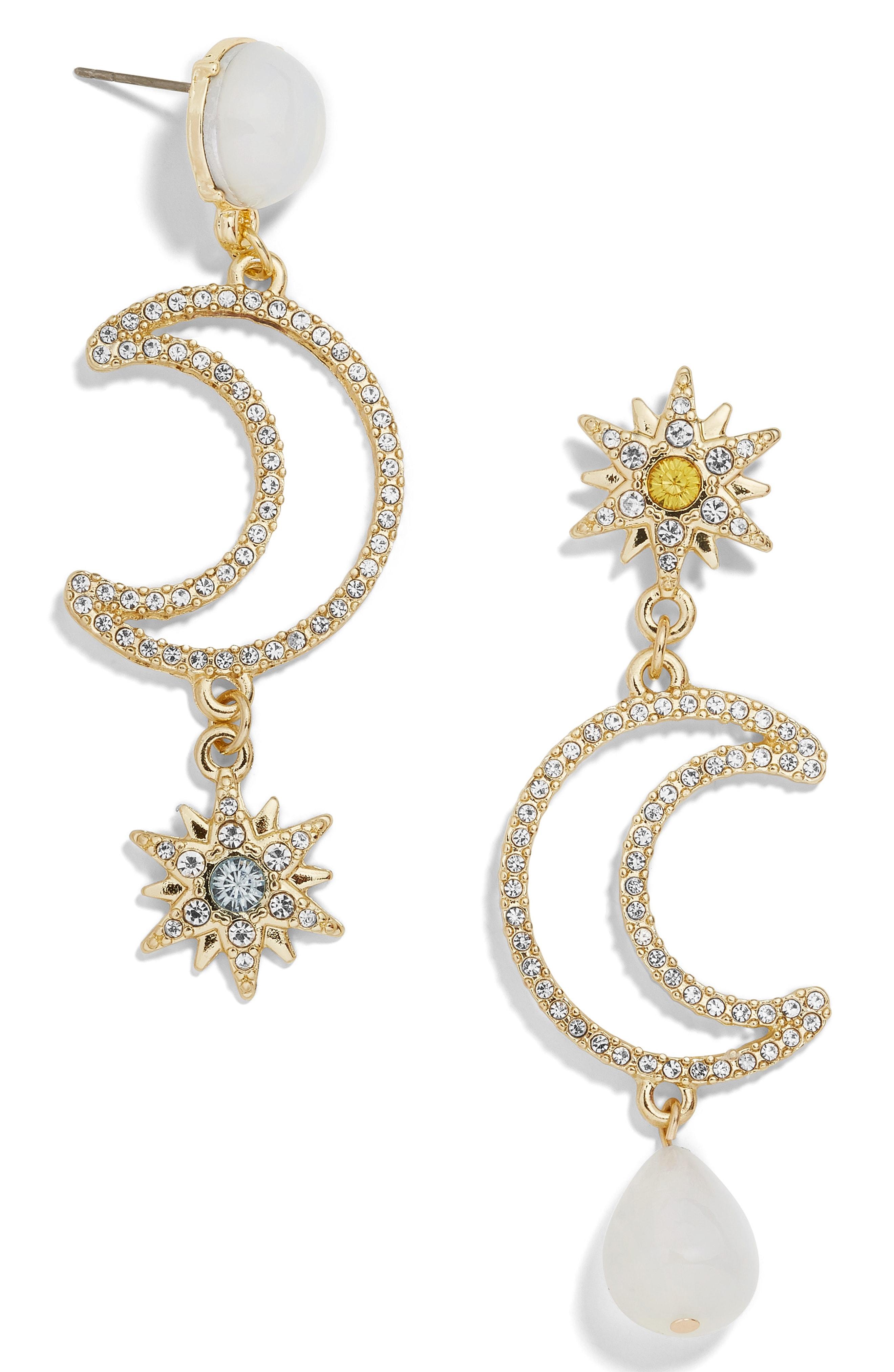 Lyst - BaubleBar Chiron Pave Star & Moon Drop Earrings in Metallic