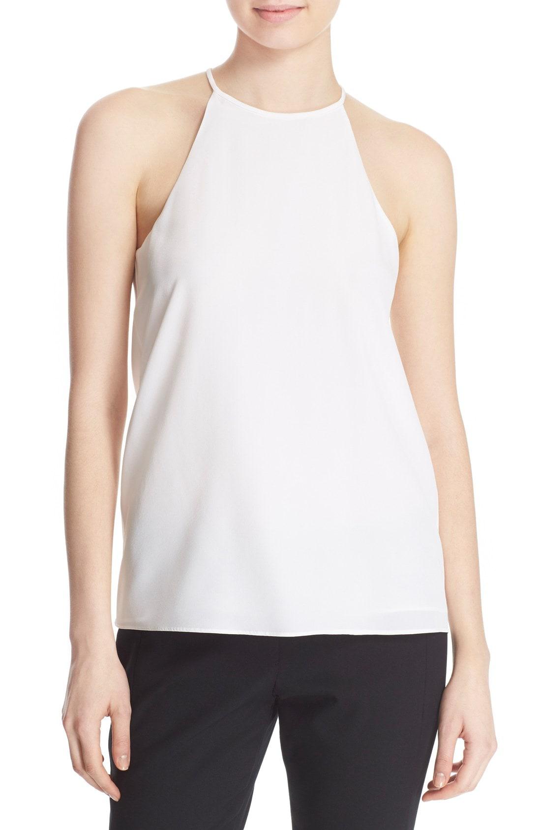 white silk halter top