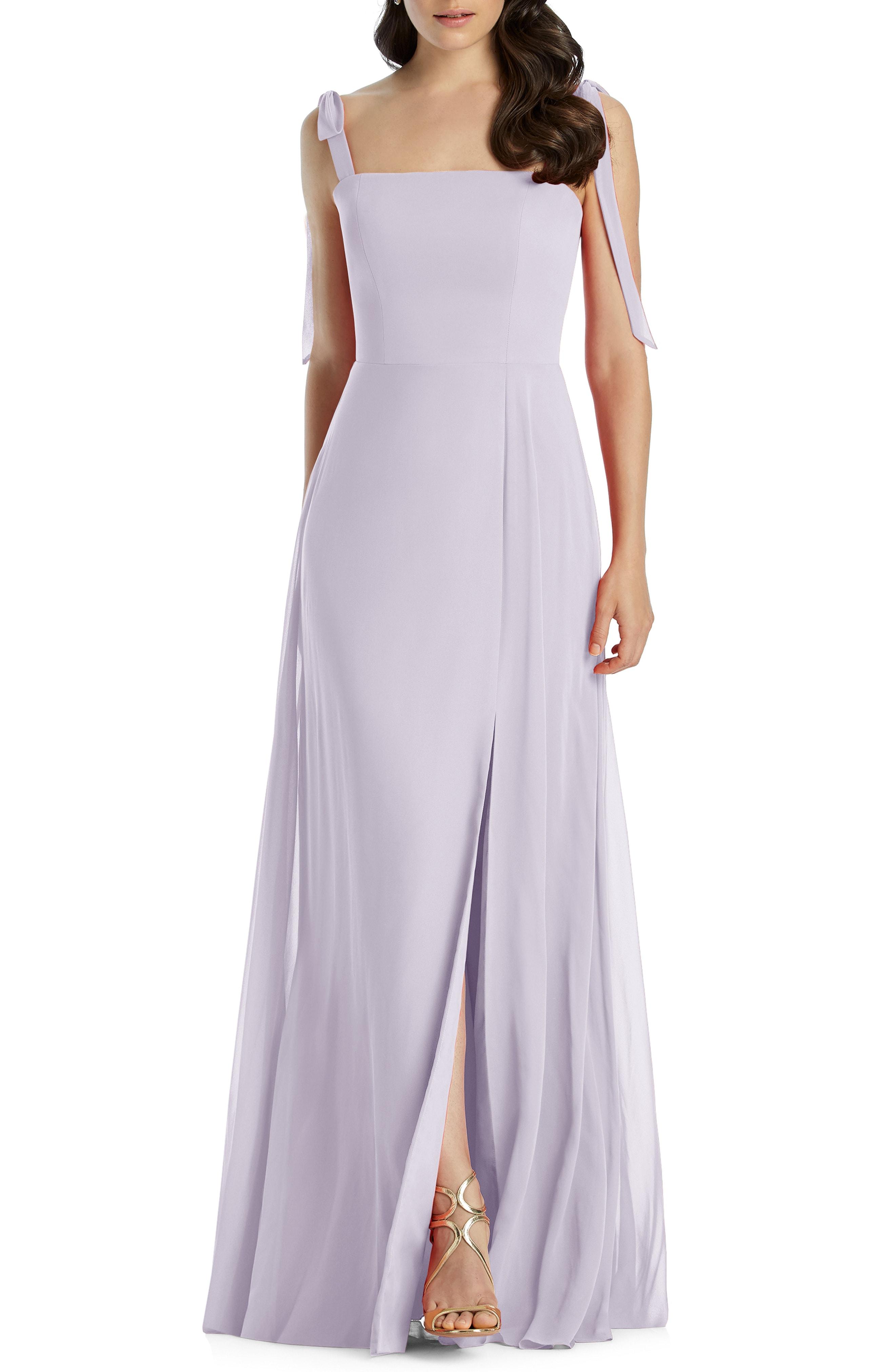purple chiffon evening gown