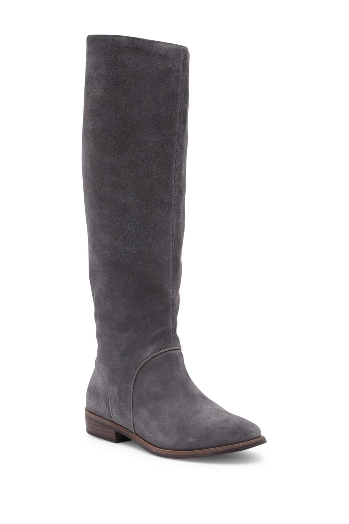 tall grey leather boots womens