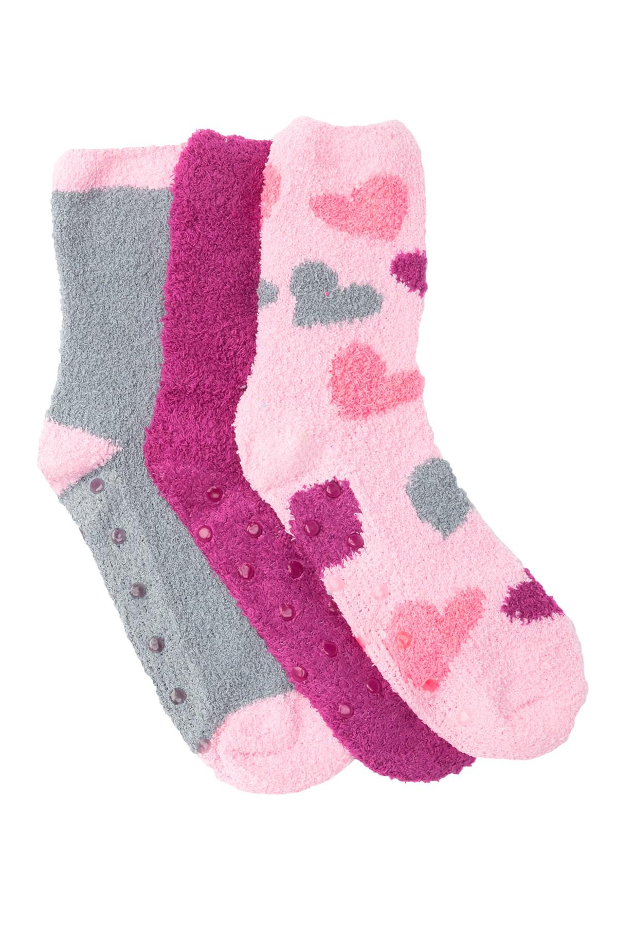 Lyst - Betsey Johnson Hearts Patterned Fuzzy Socks - Pack Of 3 in Pink