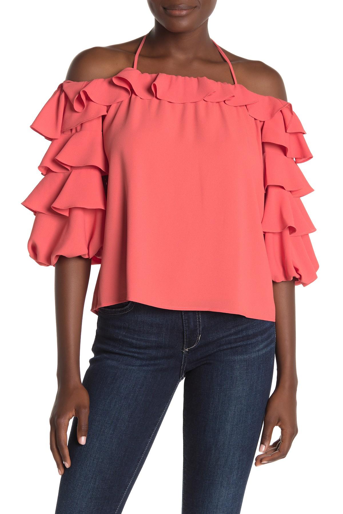 1state Tiered Ruffle Sleeve Blouse Lyst 