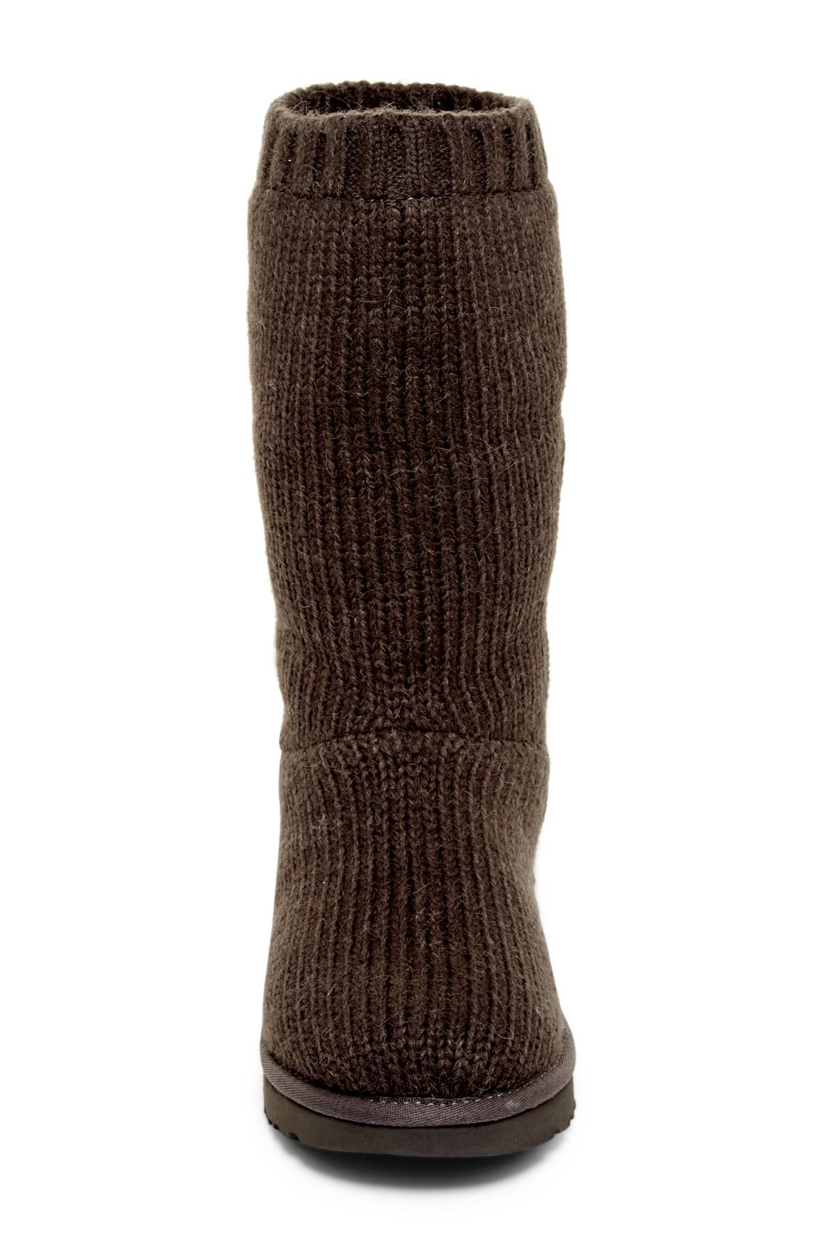 Ugg Capra Ribbed Knit Genuine Shearling Lined Boot in Gray Lyst