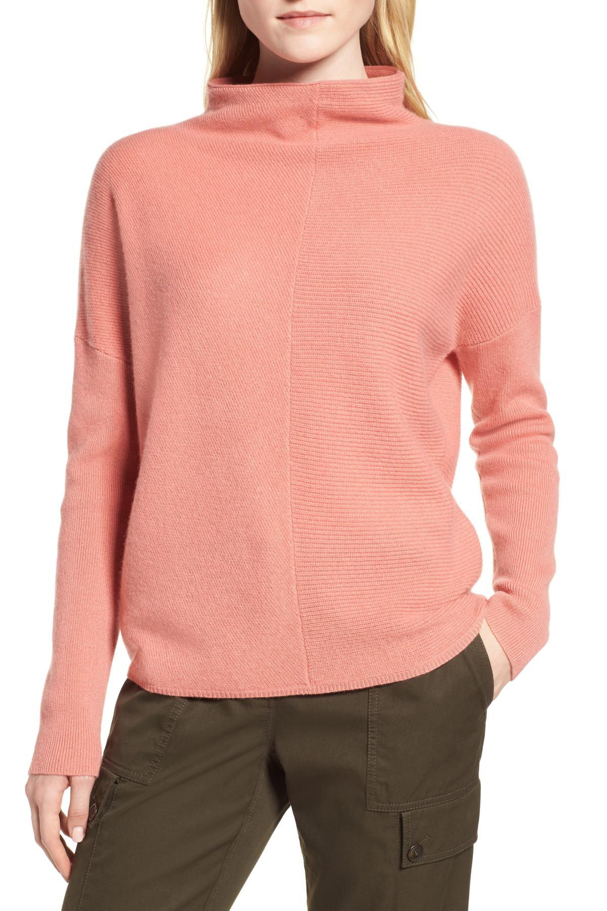 Download Nordstrom Cashmere Directional Rib Mock Neck Sweater in ...