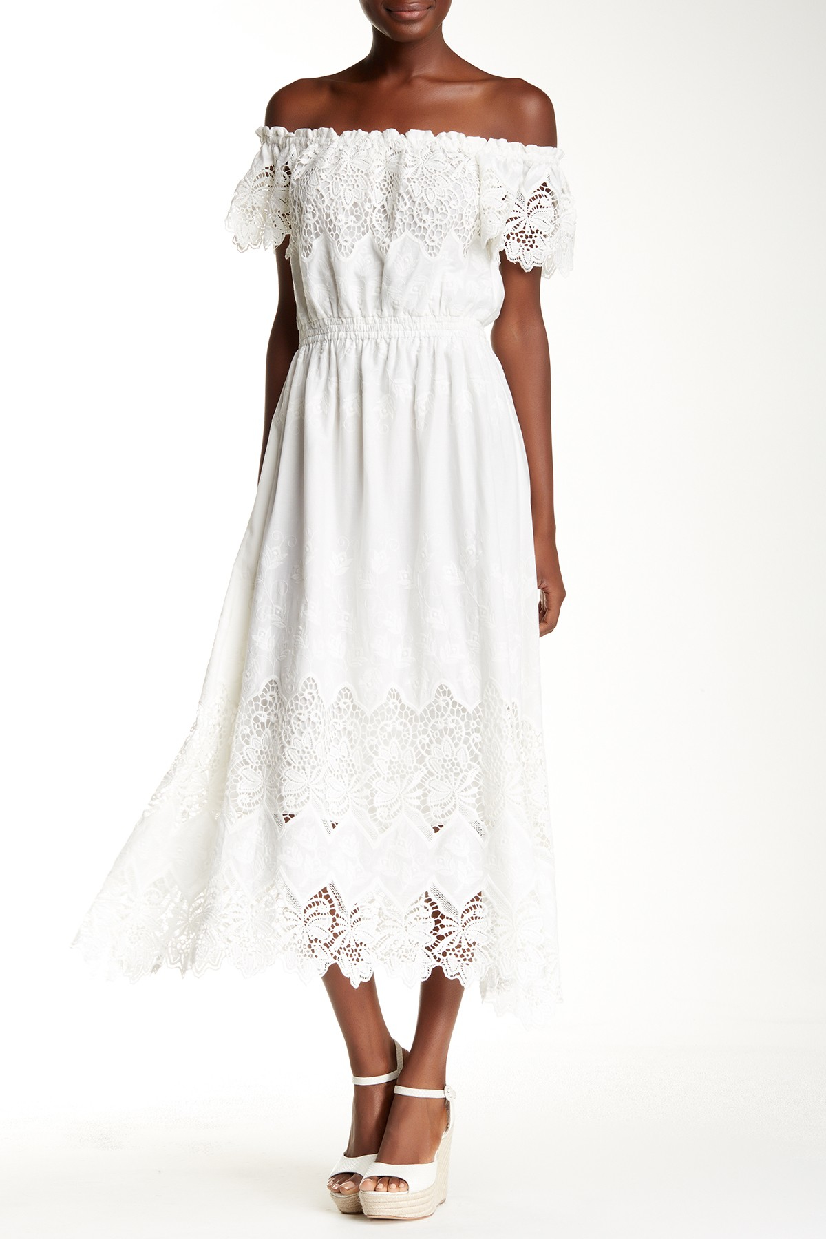 yoana baraschi lace maxi dress in white lyst yoana baraschi lace maxi dress in white lyst