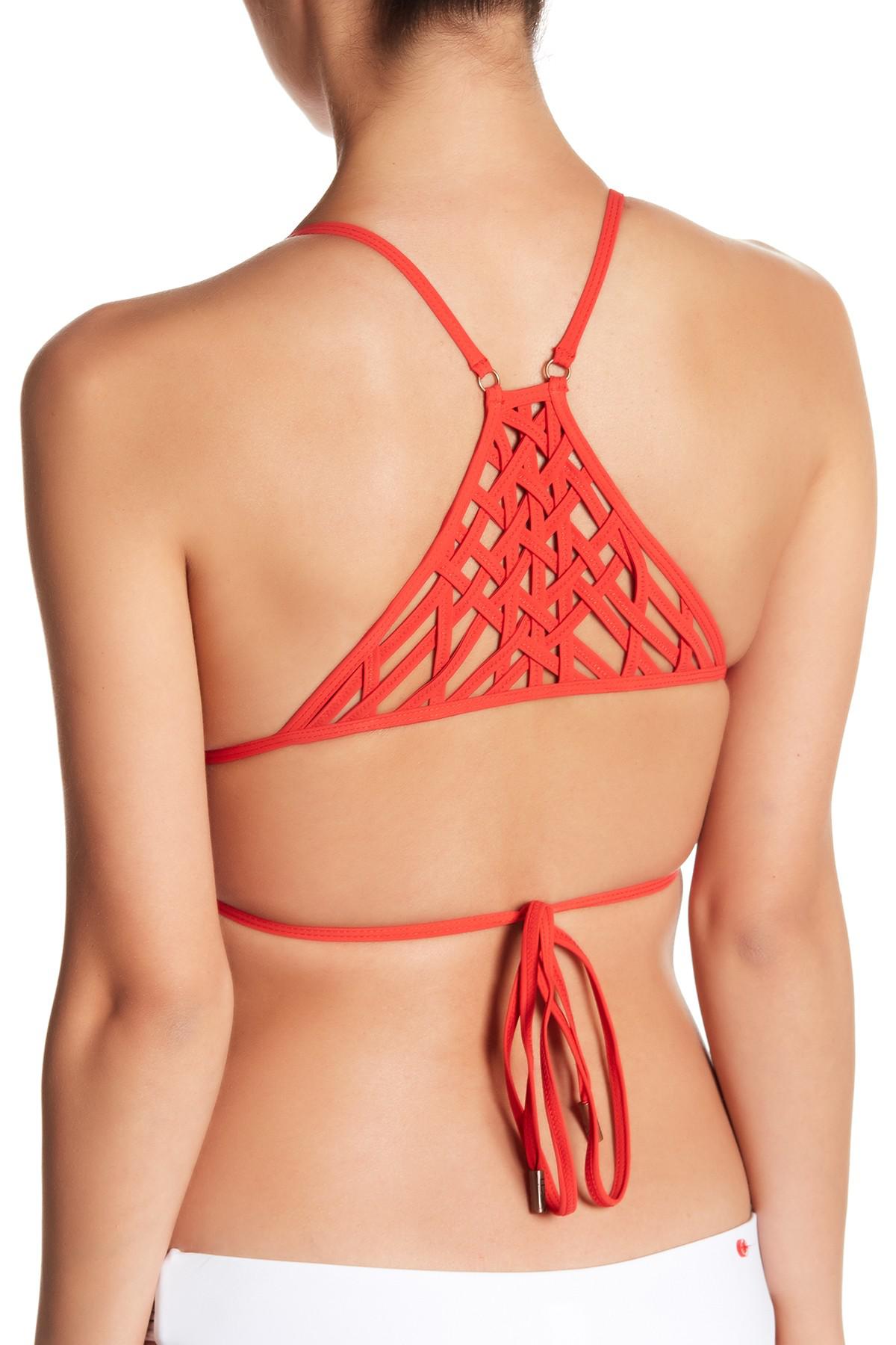 Lyst - Red Carter Woven Triangle Bikini Top in Red