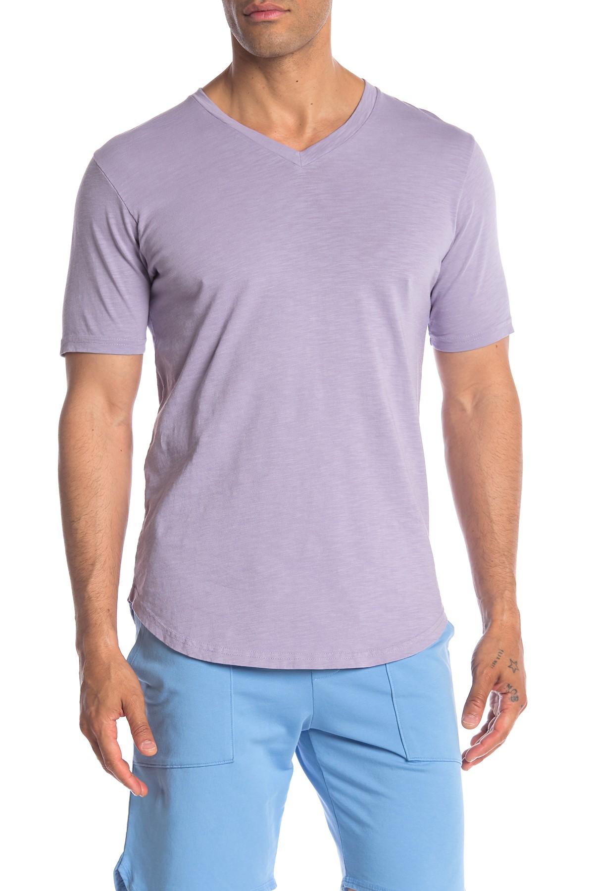 purple v neck t shirt mens