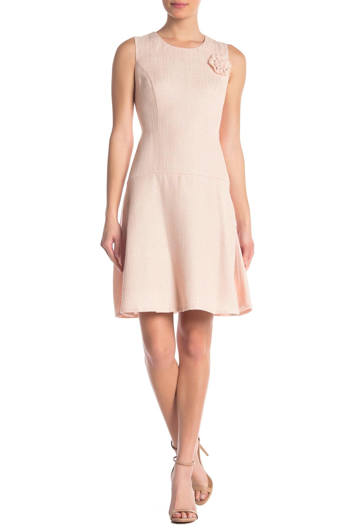 DKNY Tweed Sleeveless Fit & Flare Dress in Blush (Pink) - Lyst