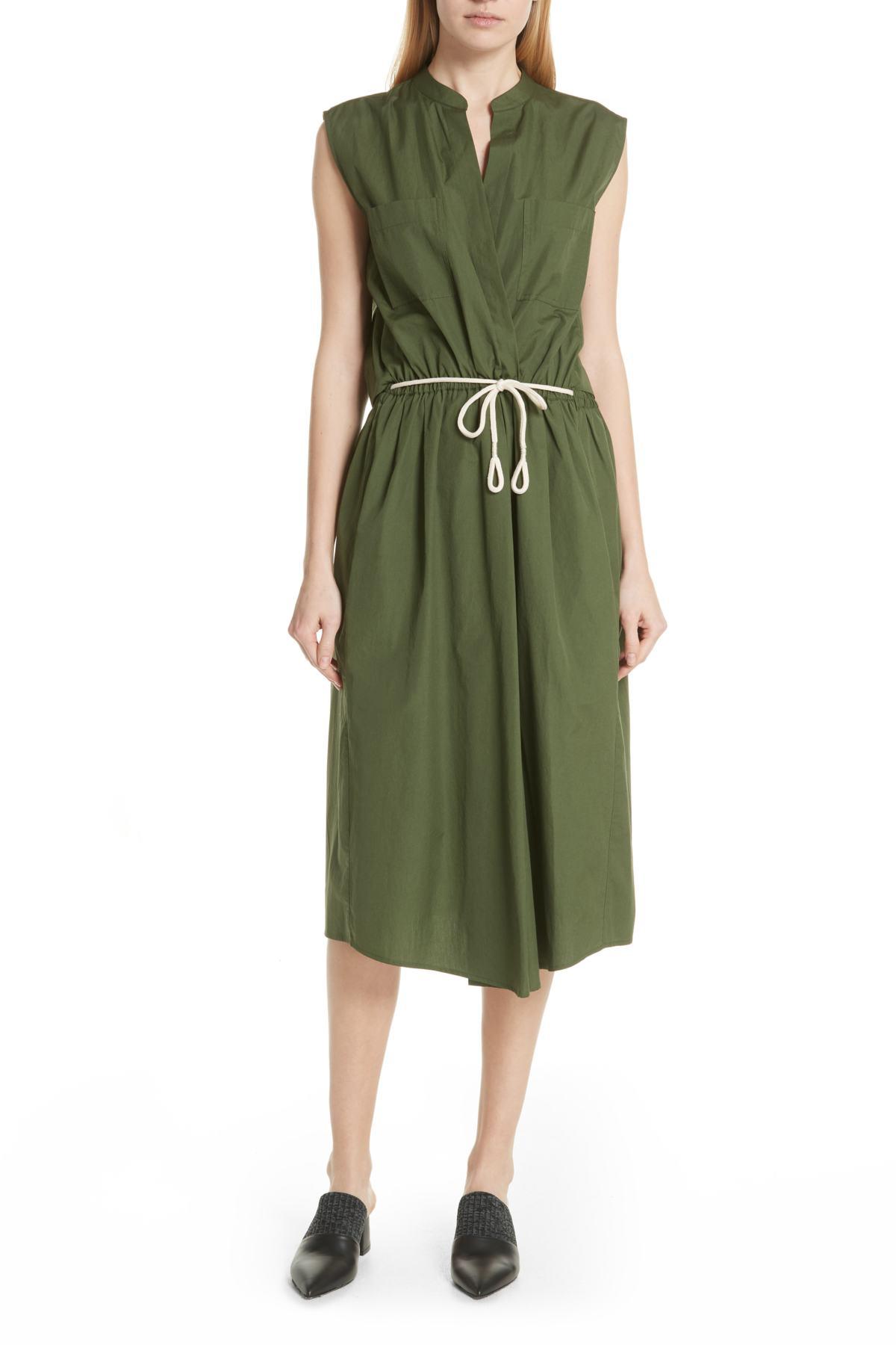 Lyst - Vince Back Cutout Cotton Utility Dress in Green - Save 60. ...
